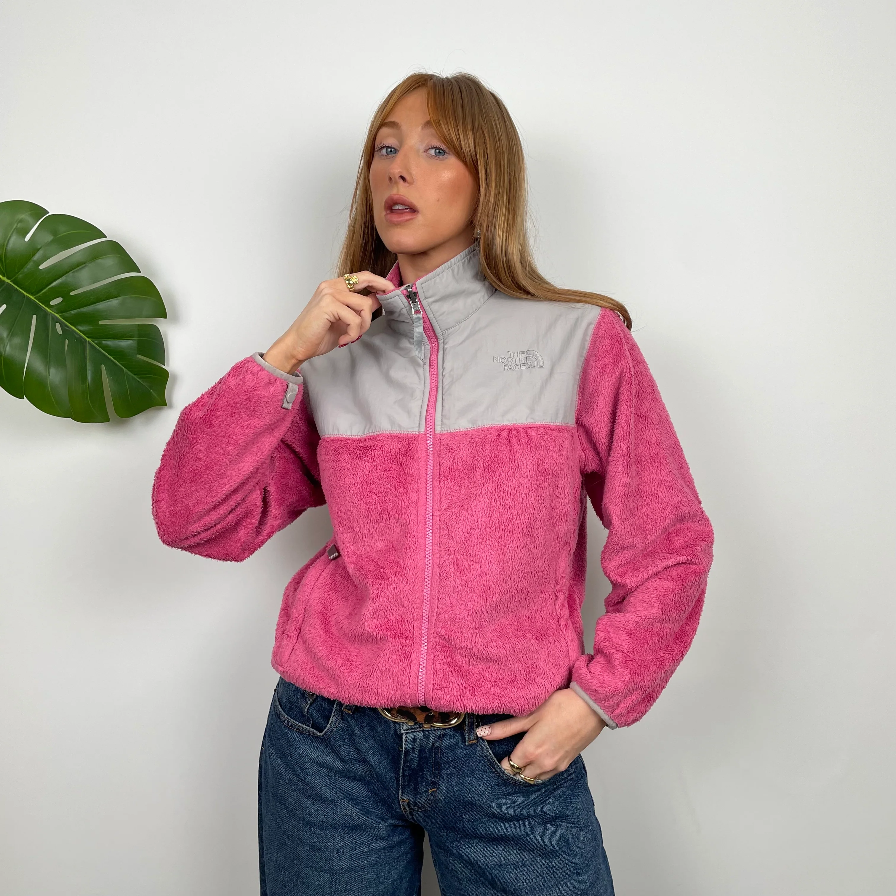 North Face Pink Denali Teddy Bear Fleece Zip Up Jacket (S) - Image 2