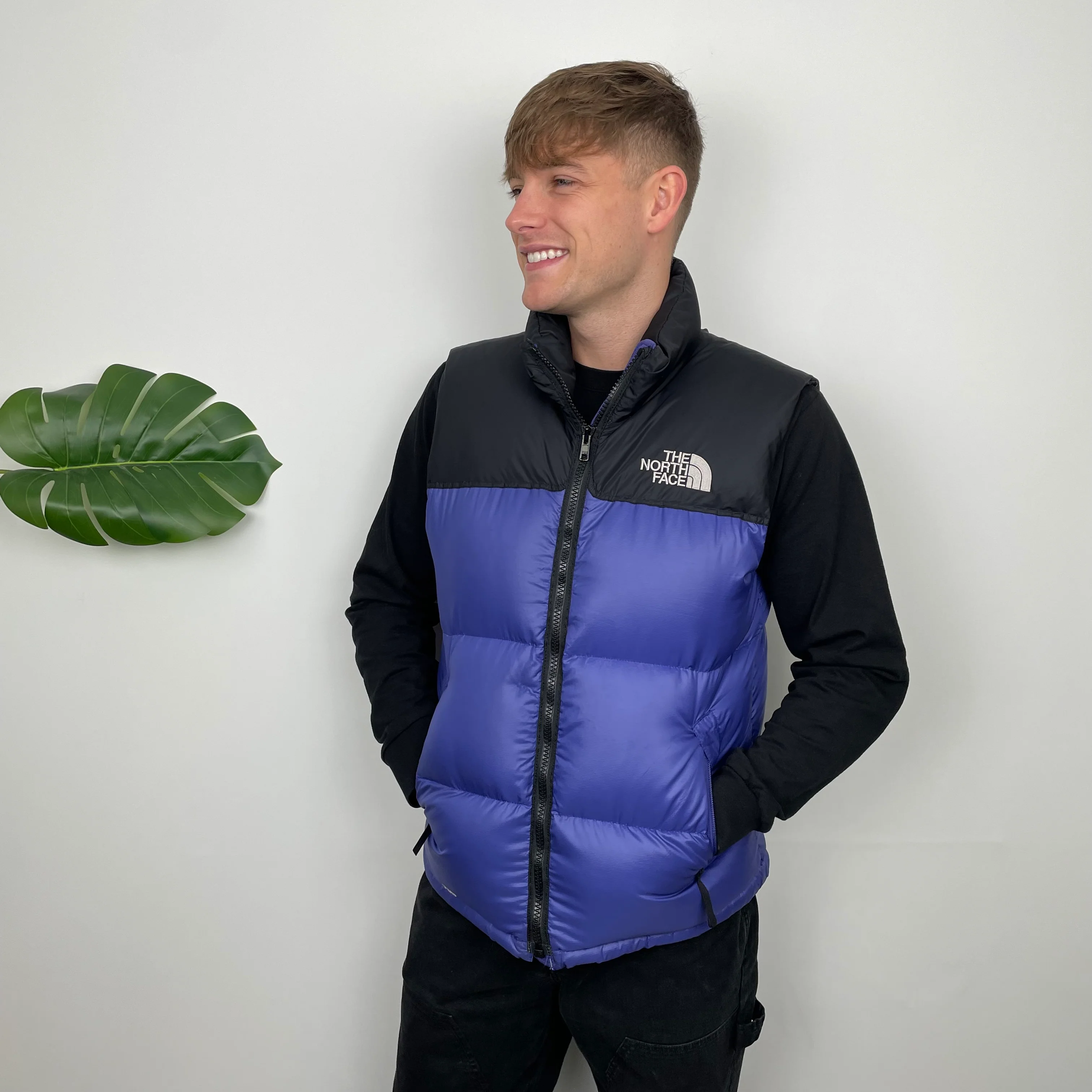 North Face RARE Blue Nuptse 700 Puffer Gilet (M) - Image 3