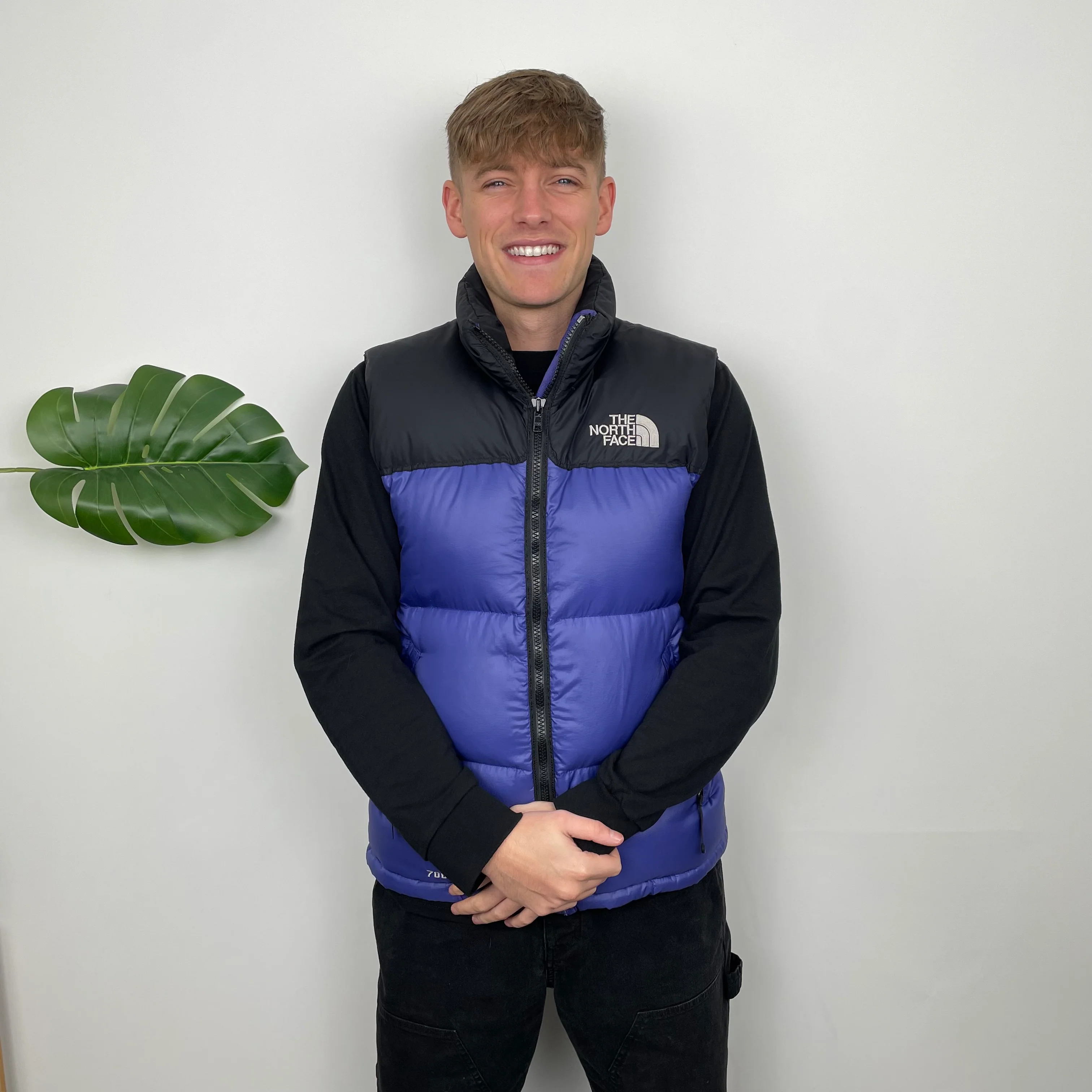 North Face RARE Blue Nuptse 700 Puffer Gilet (M) - Image 4