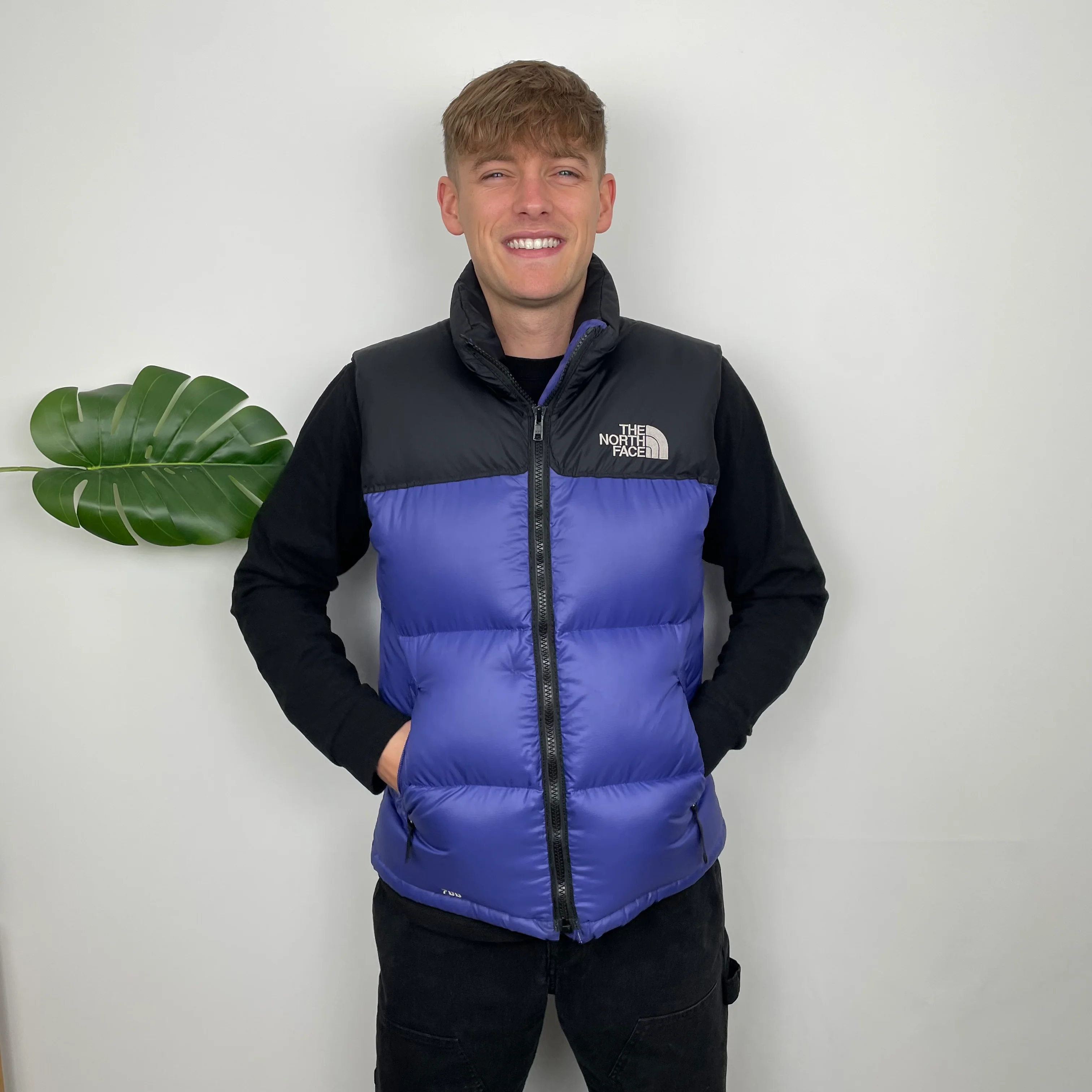 North Face RARE Blue Nuptse 700 Puffer Gilet (M) - Image 5