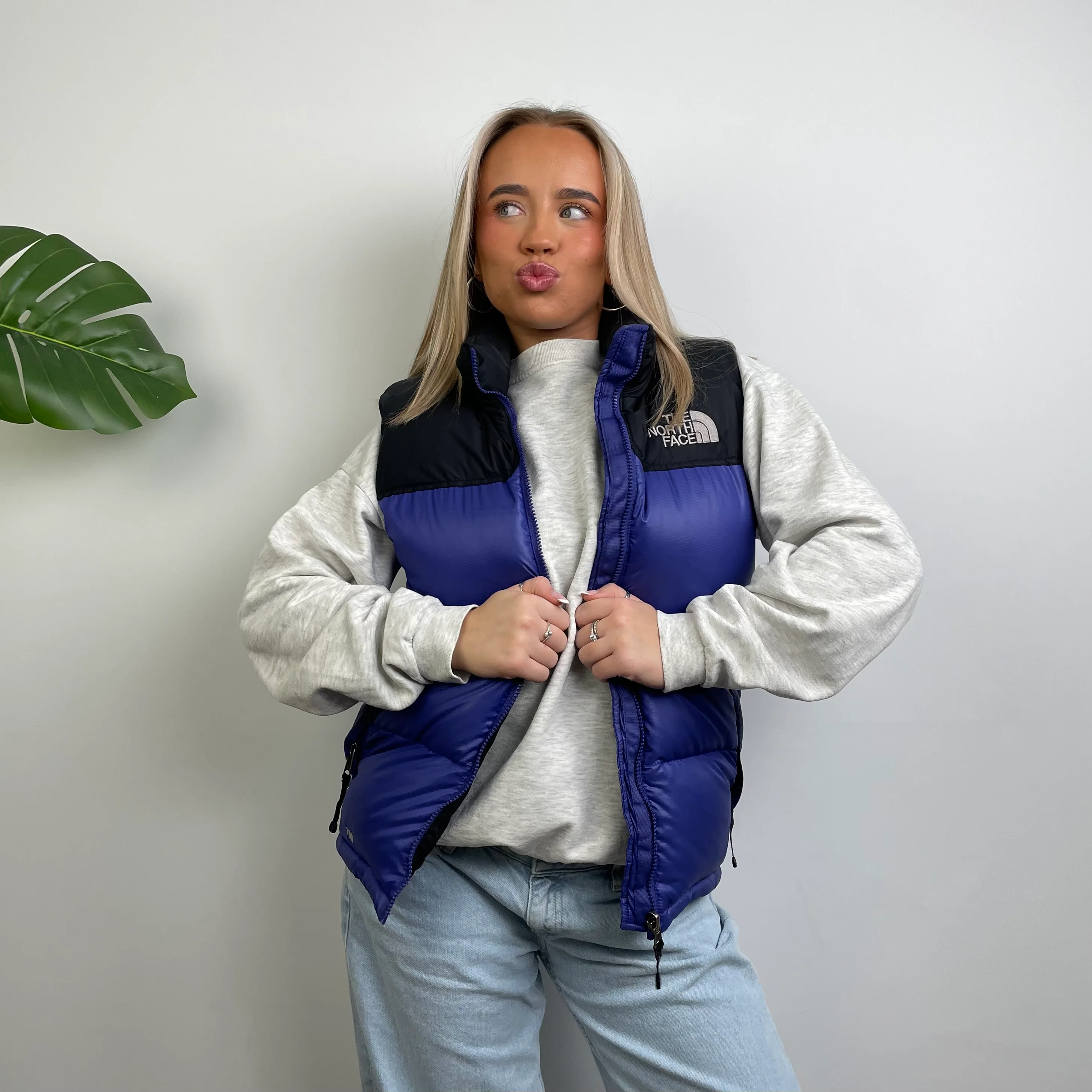 North Face RARE Blue Nuptse 700 Puffer Gilet (S) - Image 2