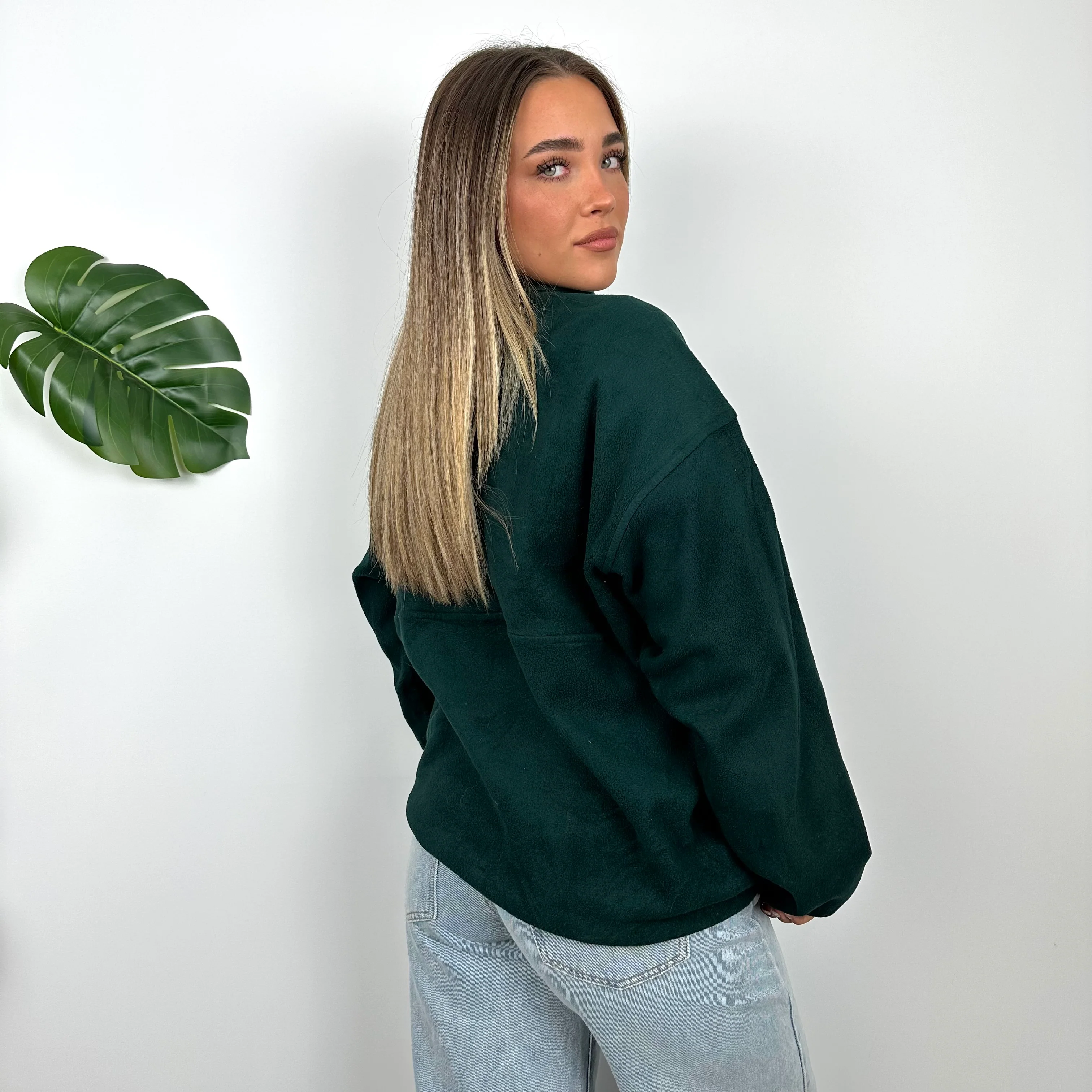 North Face RARE Green Teddy Bear Fleece Quarter Zip (L) - Image 7