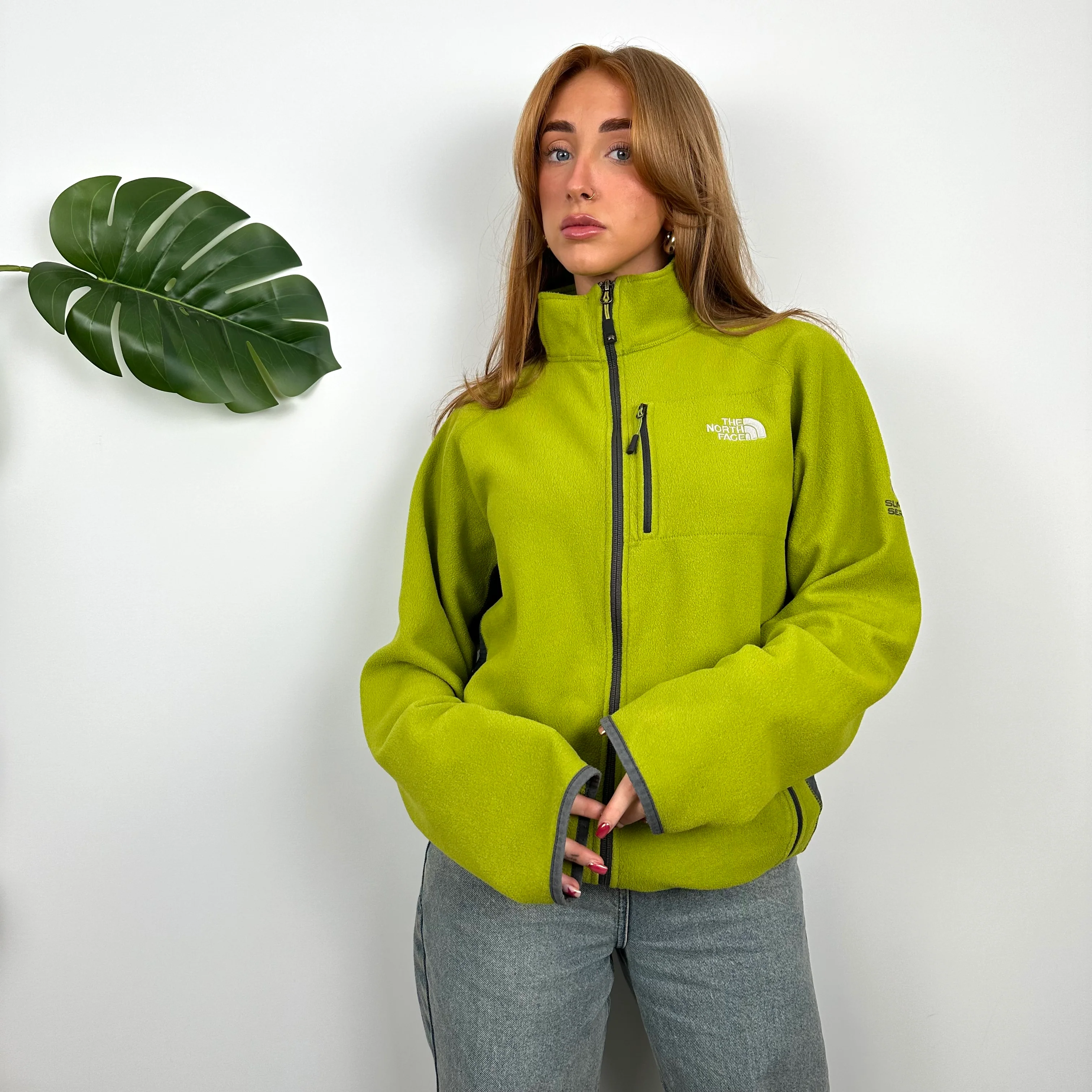 North Face RARE Lime Denali Teddy Bear Fleece Zip Up Jacket (M) - Image 2
