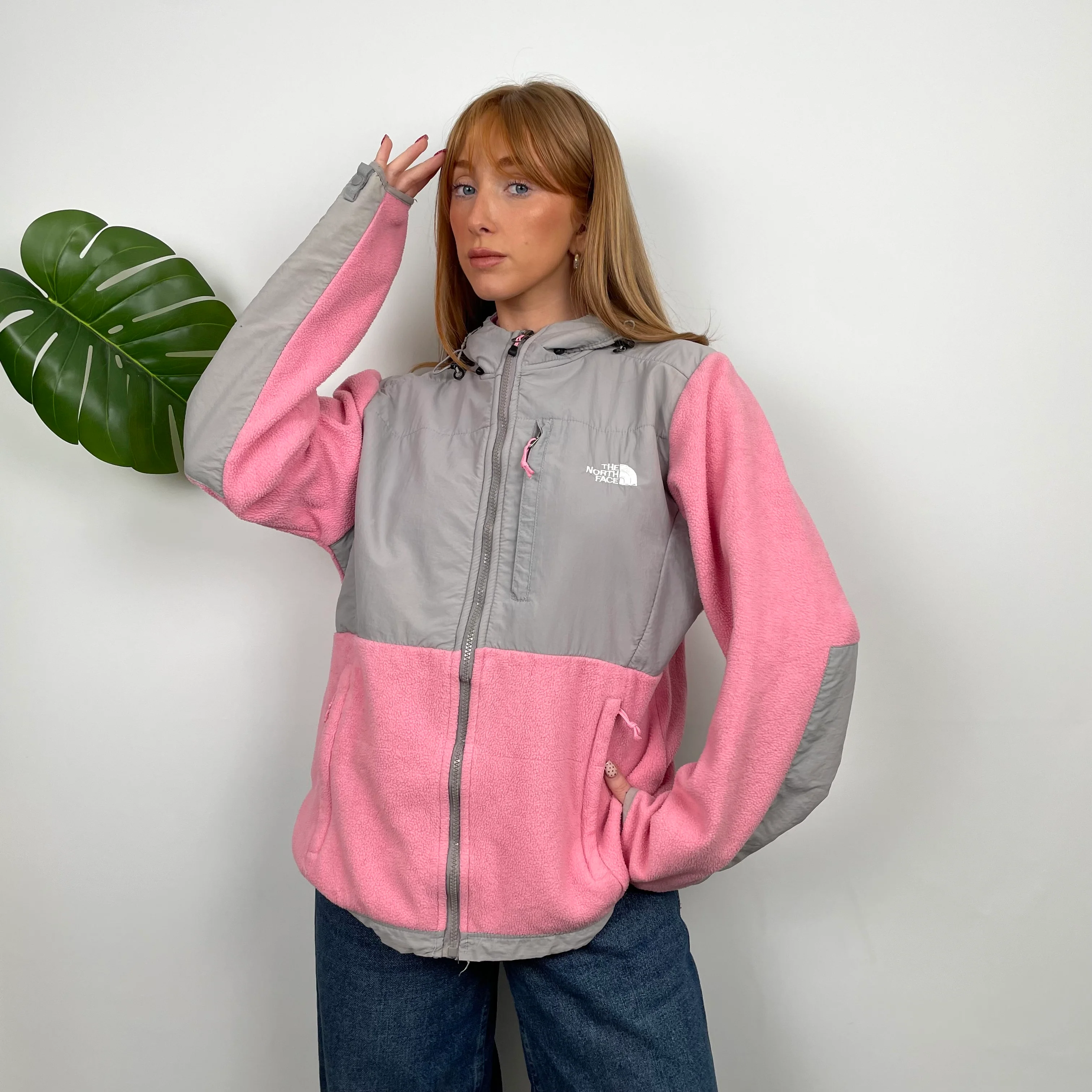 North Face RARE Pink Denali Teddy Bear Fleece Zip Up Hoodie Jacket (M) - Image 3