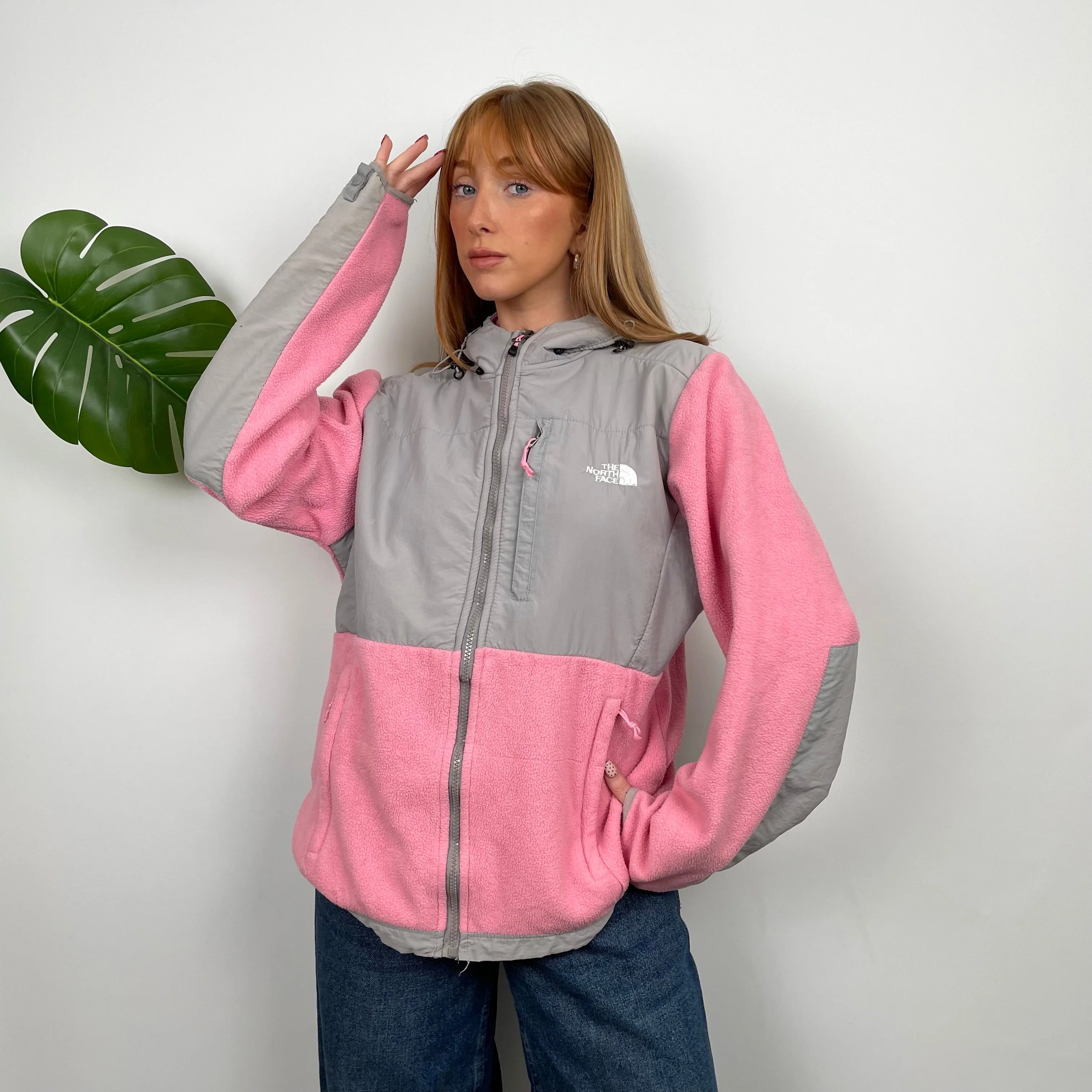 North Face RARE Pink Denali Teddy Bear Fleece Zip Up Hoodie Jacket (M) - Image 3