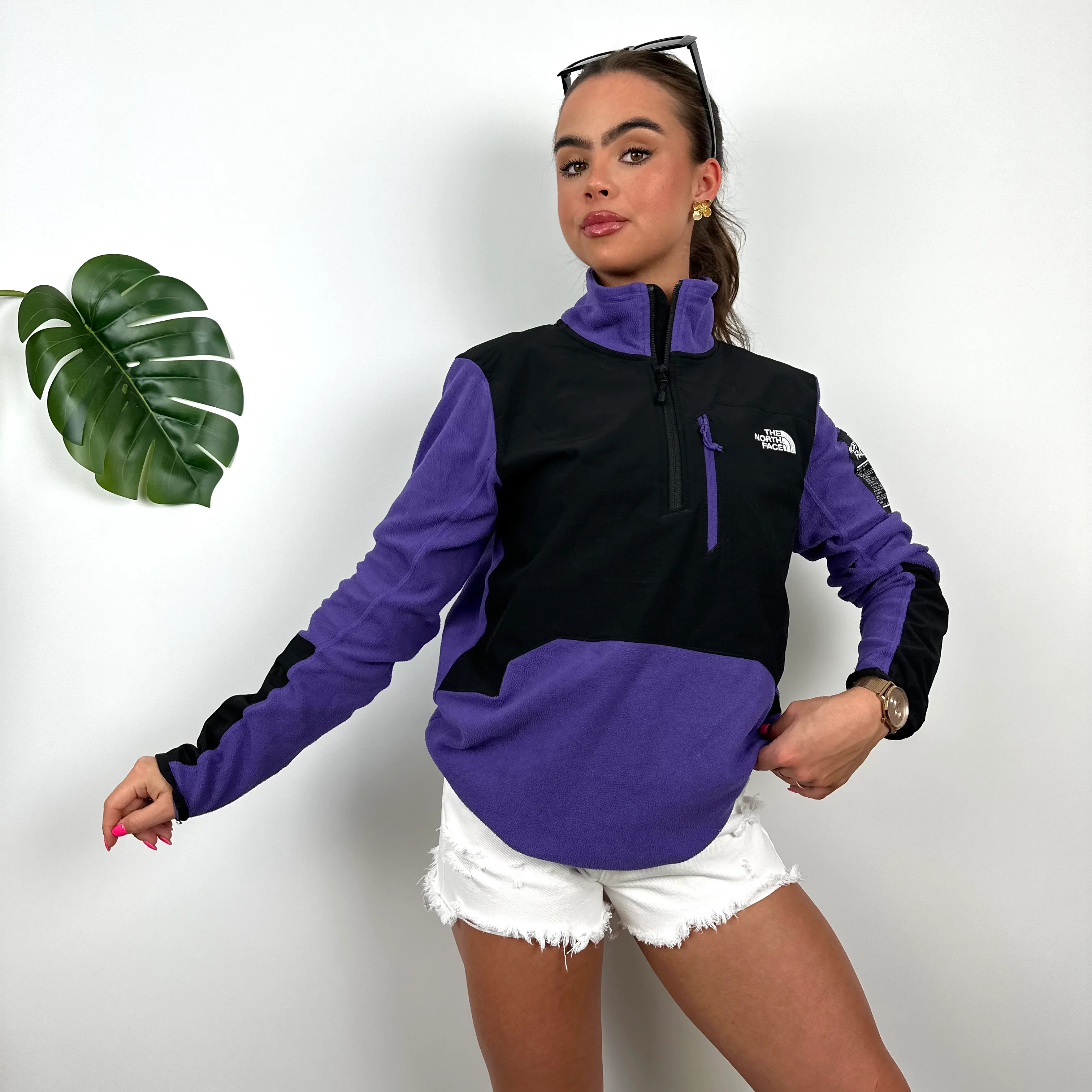 North Face RARE Purple Teddy Bear Fleece Quarter Zip (S) - Image 2