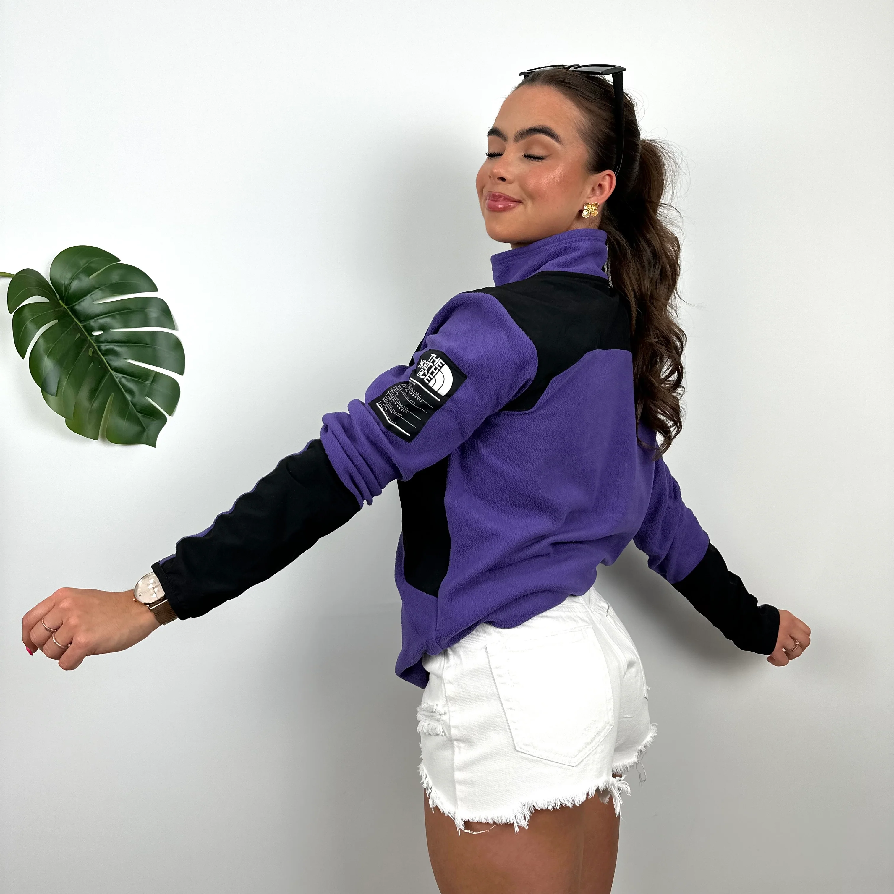 North Face RARE Purple Teddy Bear Fleece Quarter Zip (S) - Image 3
