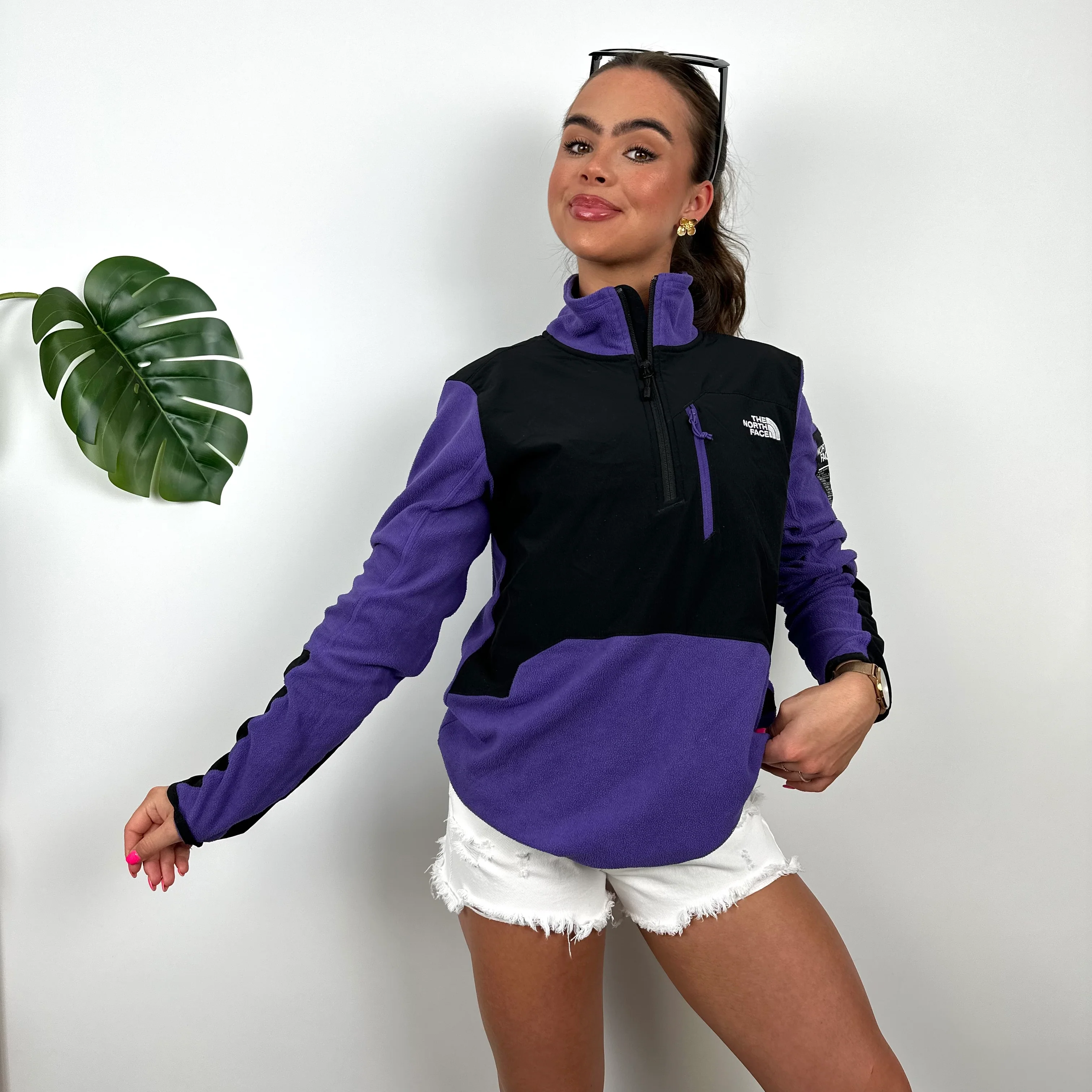 North Face RARE Purple Teddy Bear Fleece Quarter Zip (S) - Image 5