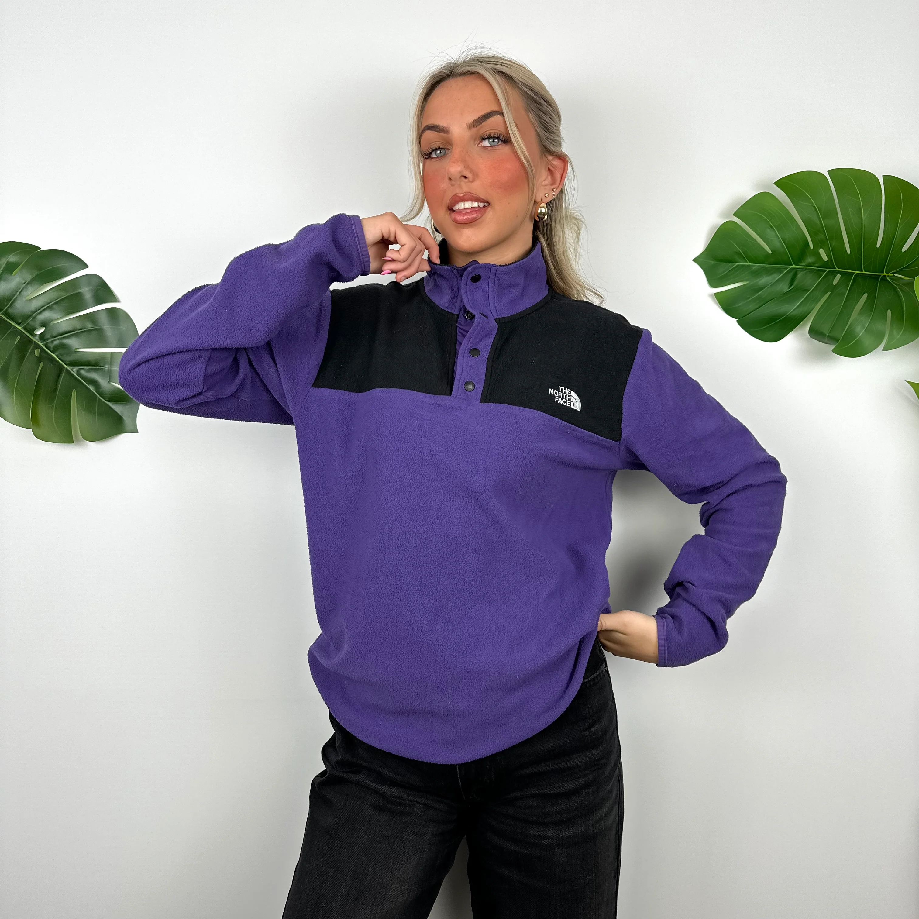 North Face RARE Purple Teddy Bear Fleece Quarter Zip (S) - Image 2
