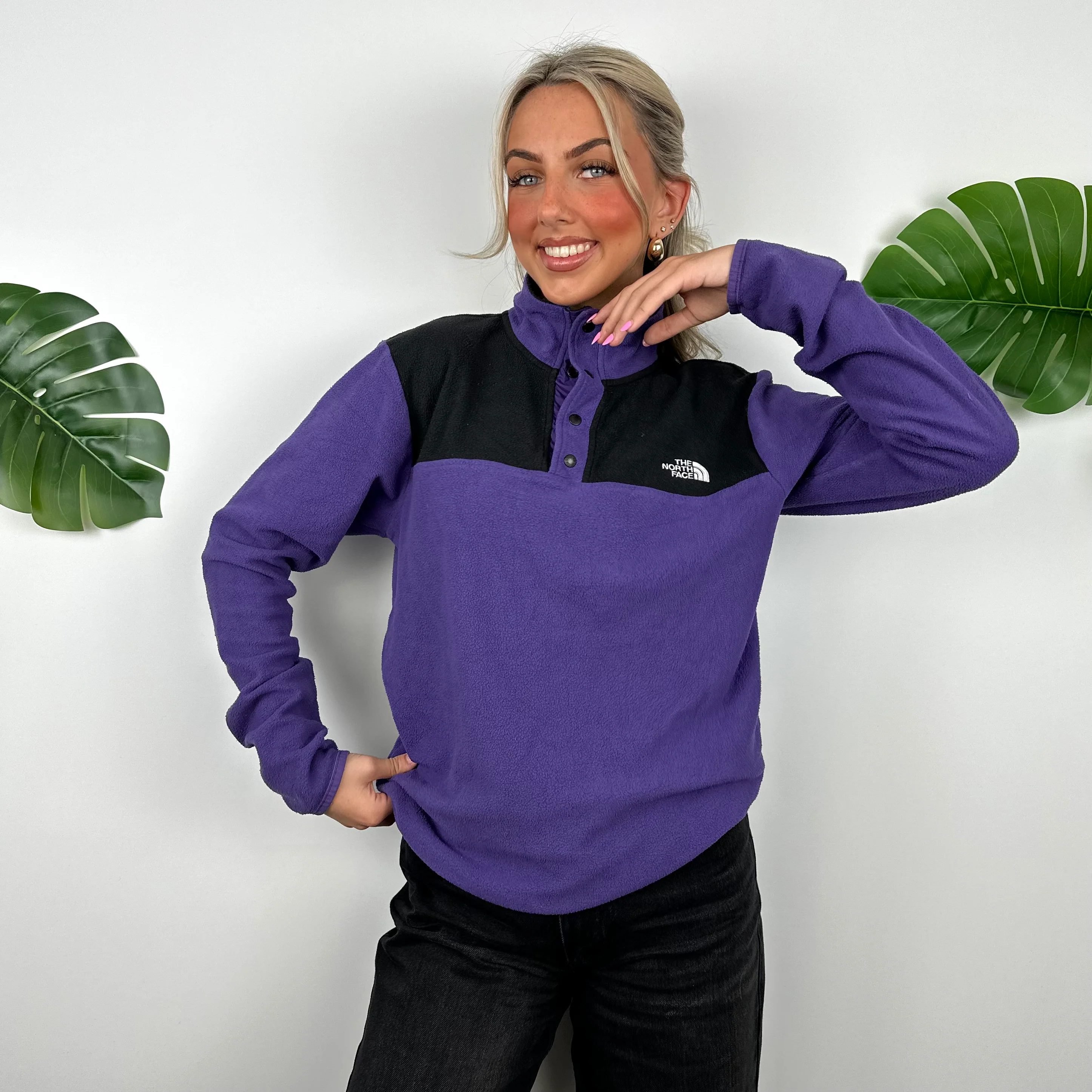 North Face RARE Purple Teddy Bear Fleece Quarter Zip (S) - Image 3