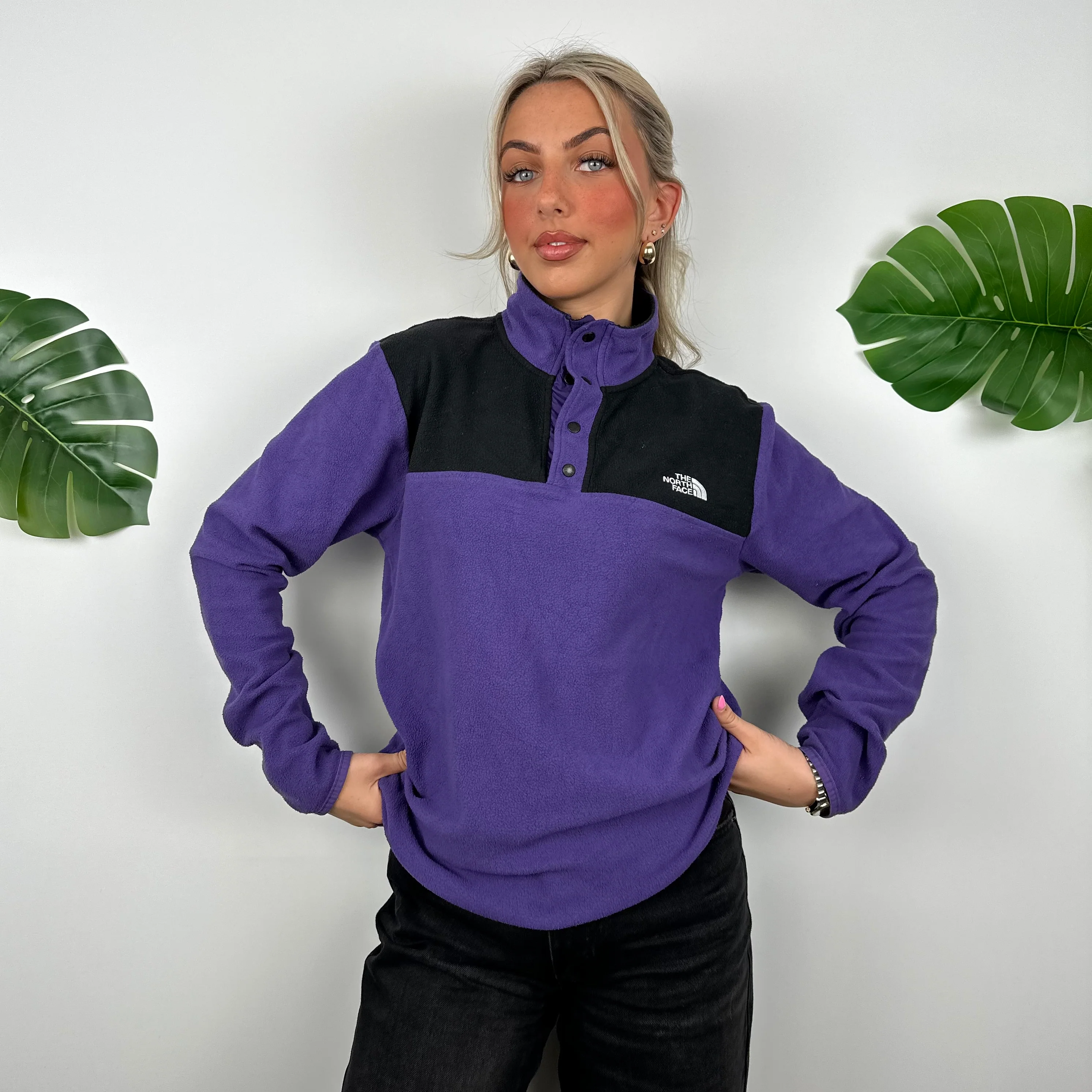 North Face RARE Purple Teddy Bear Fleece Quarter Zip (S) - Image 4