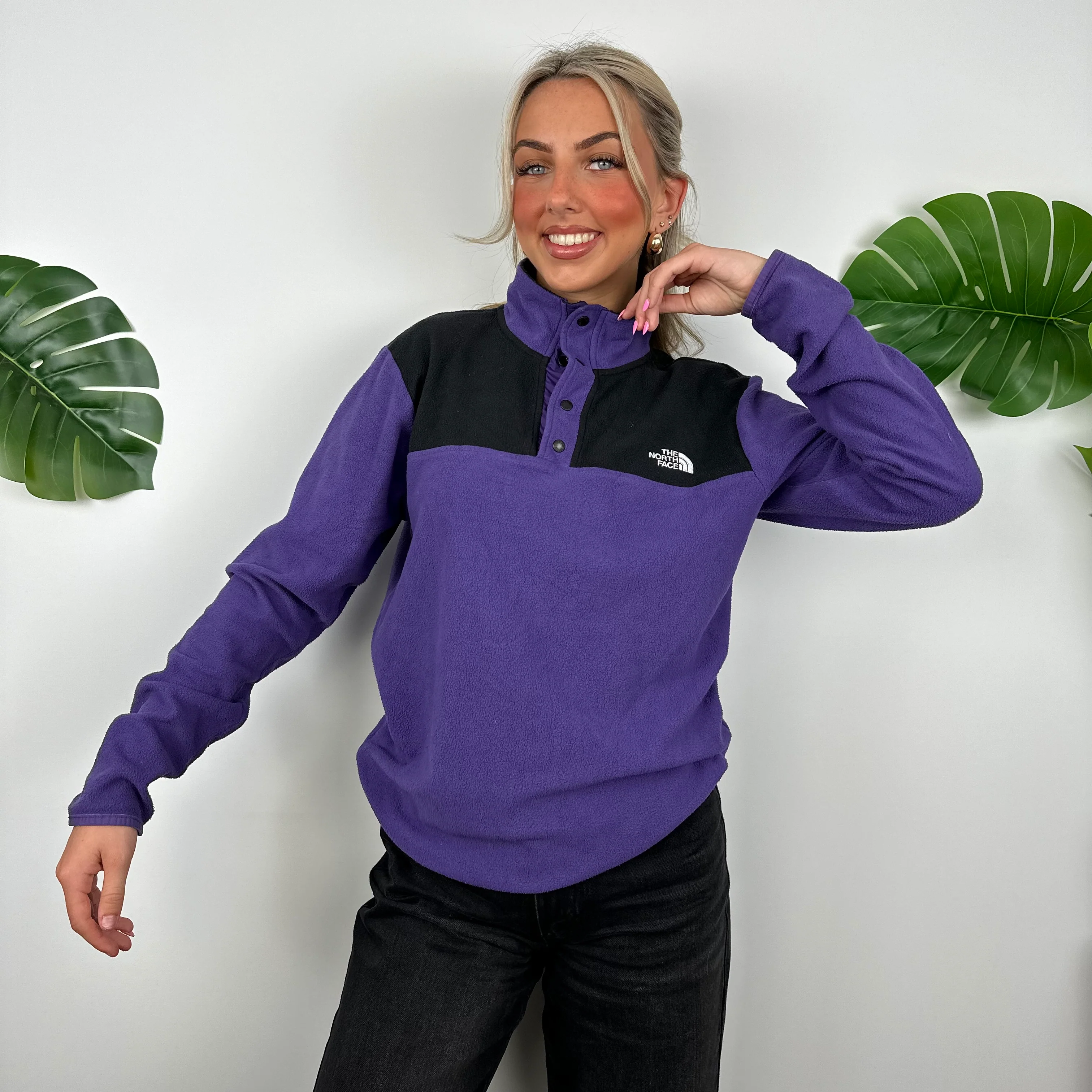 North Face RARE Purple Teddy Bear Fleece Quarter Zip (S) - Image 5