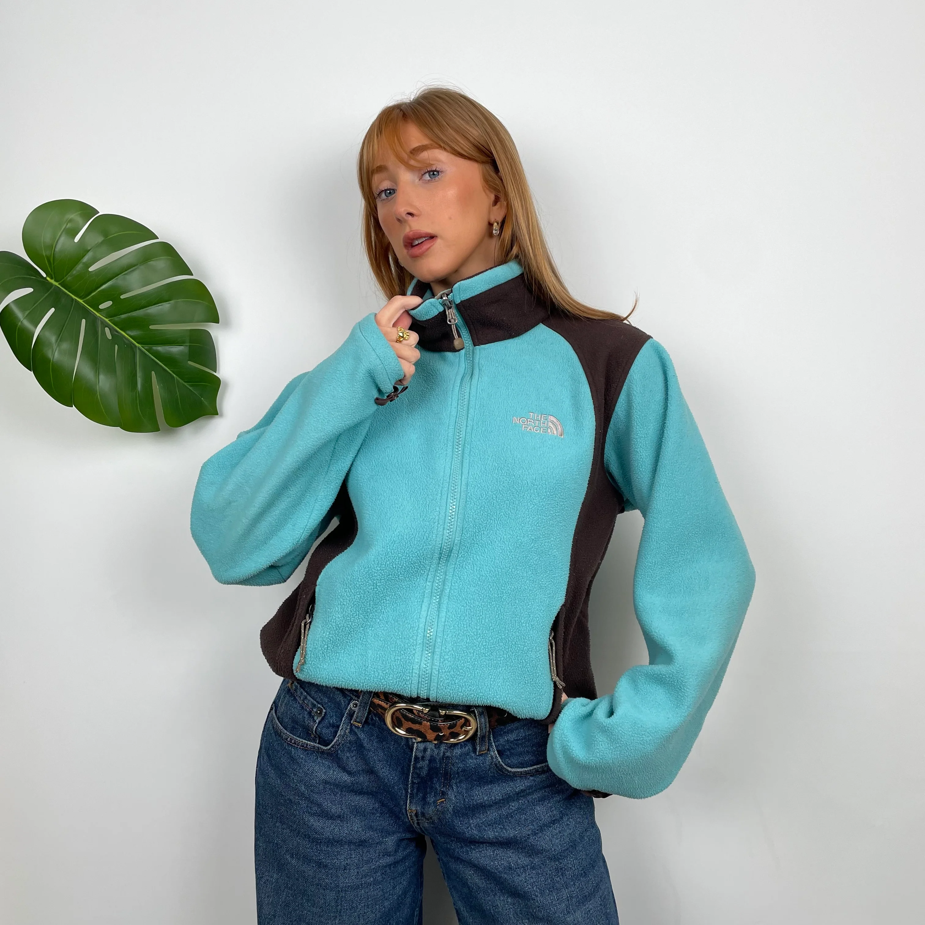 North Face RARE Turquoise Teddy Bear Fleece Zip Up Jacket (S) - Image 2