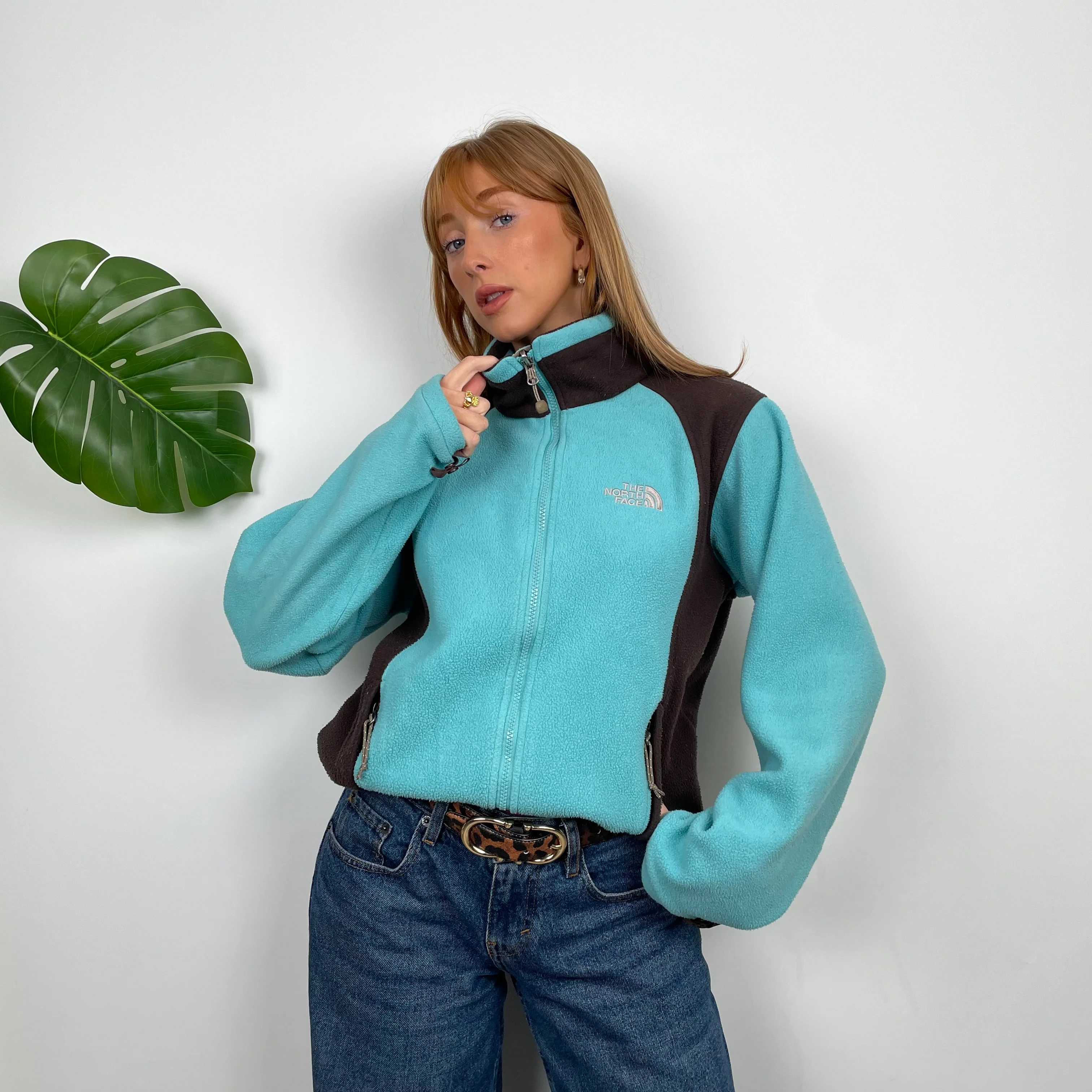 North Face RARE Turquoise Teddy Bear Fleece Zip Up Jacket (S) - Image 3