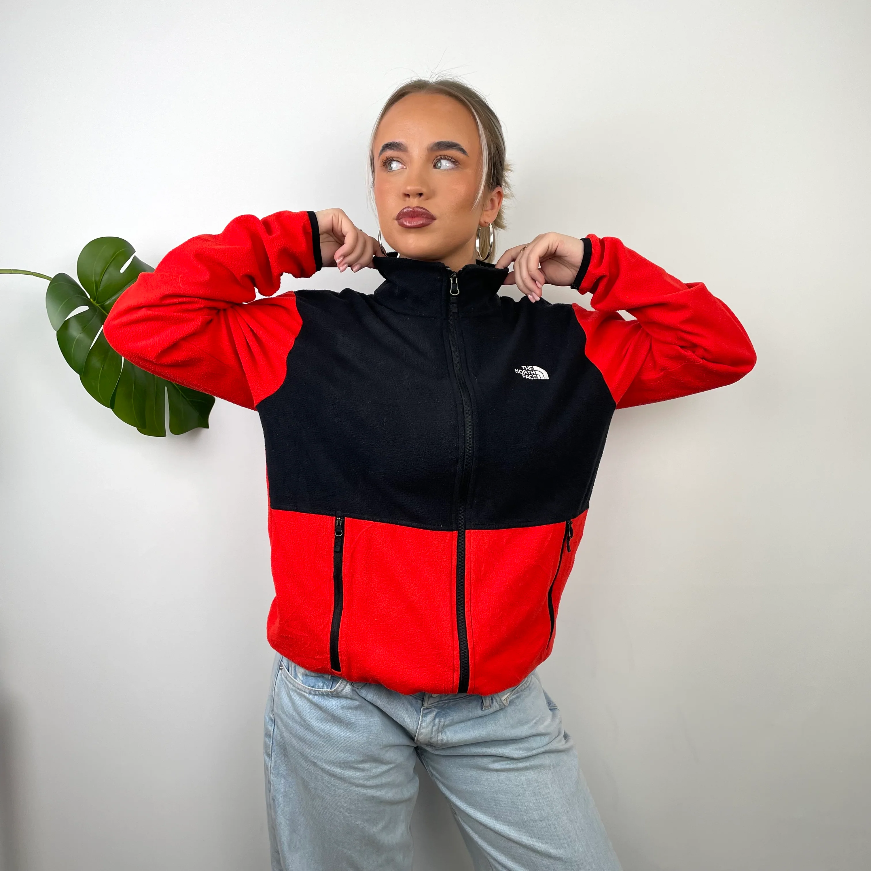North Face Red Denali Teddy Bear Fleece Zip Up Jacket (XL) - Image 2