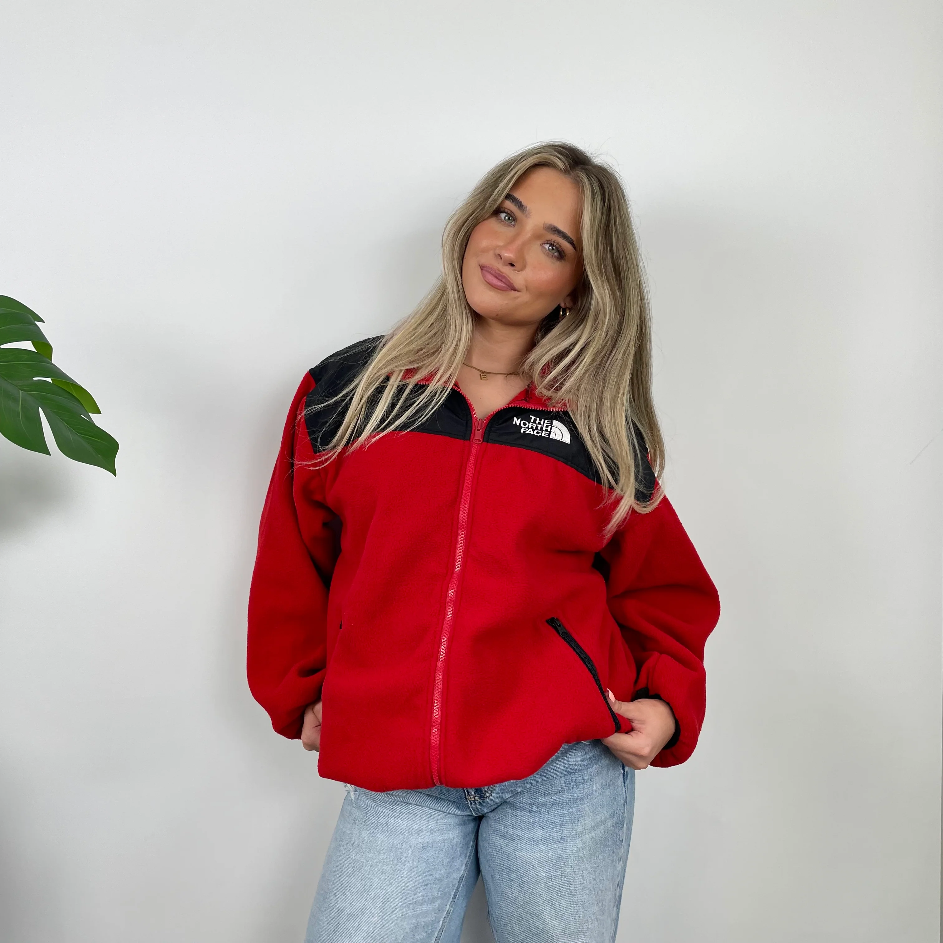 North Face Red Denali Teddy Bear Fleece Zip Up Jacket (S) - Image 2