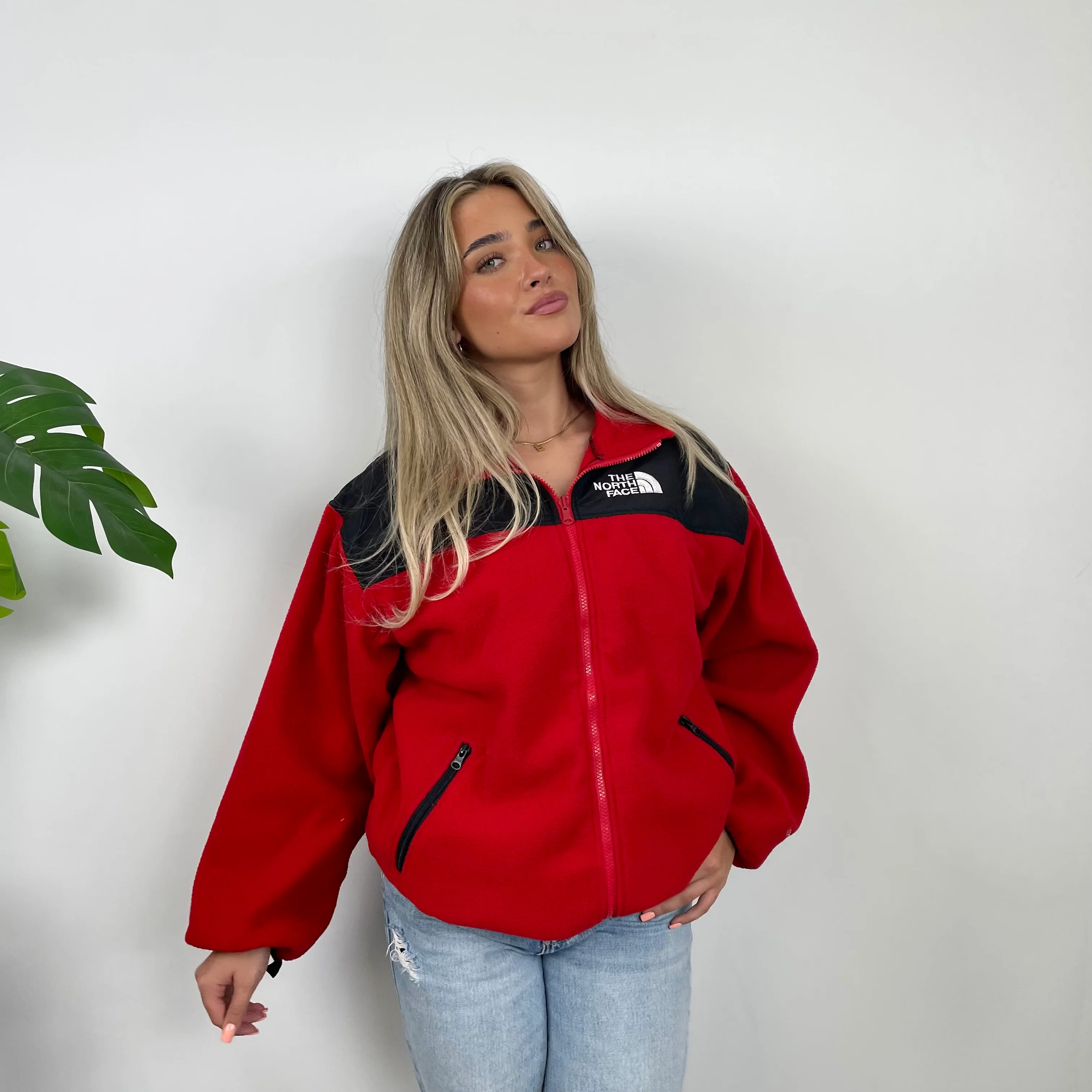 North Face Red Denali Teddy Bear Fleece Zip Up Jacket (S) - Image 3