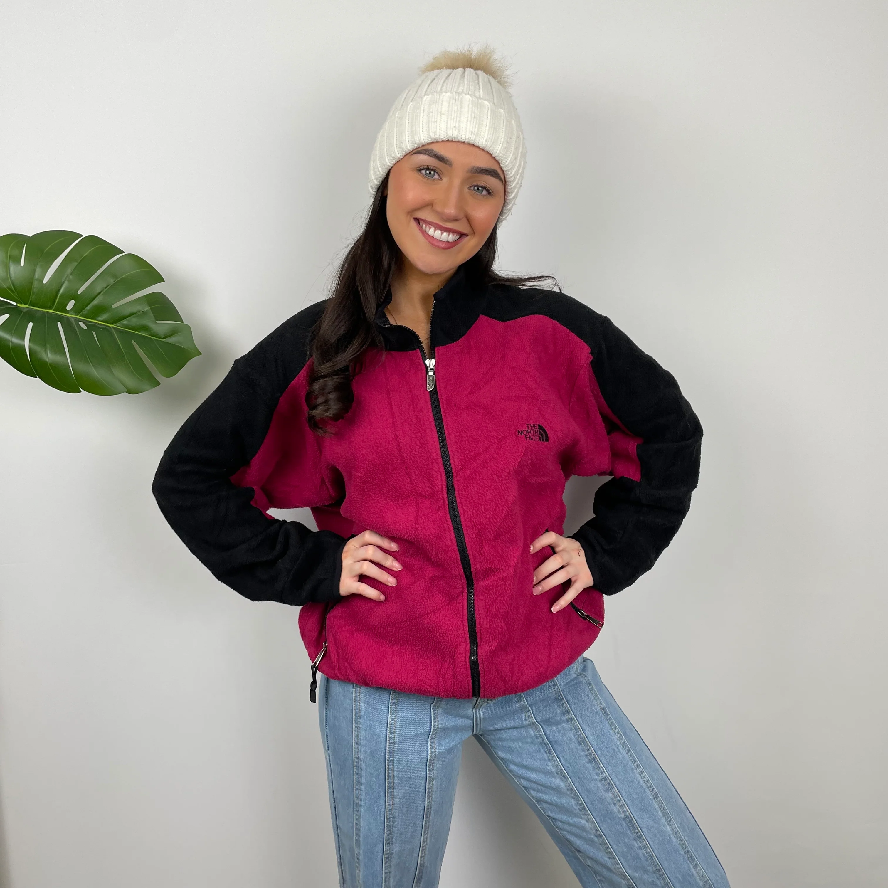 North Face Pink Teddy Bear Fleece Zip Up Jacket (M) - Image 5
