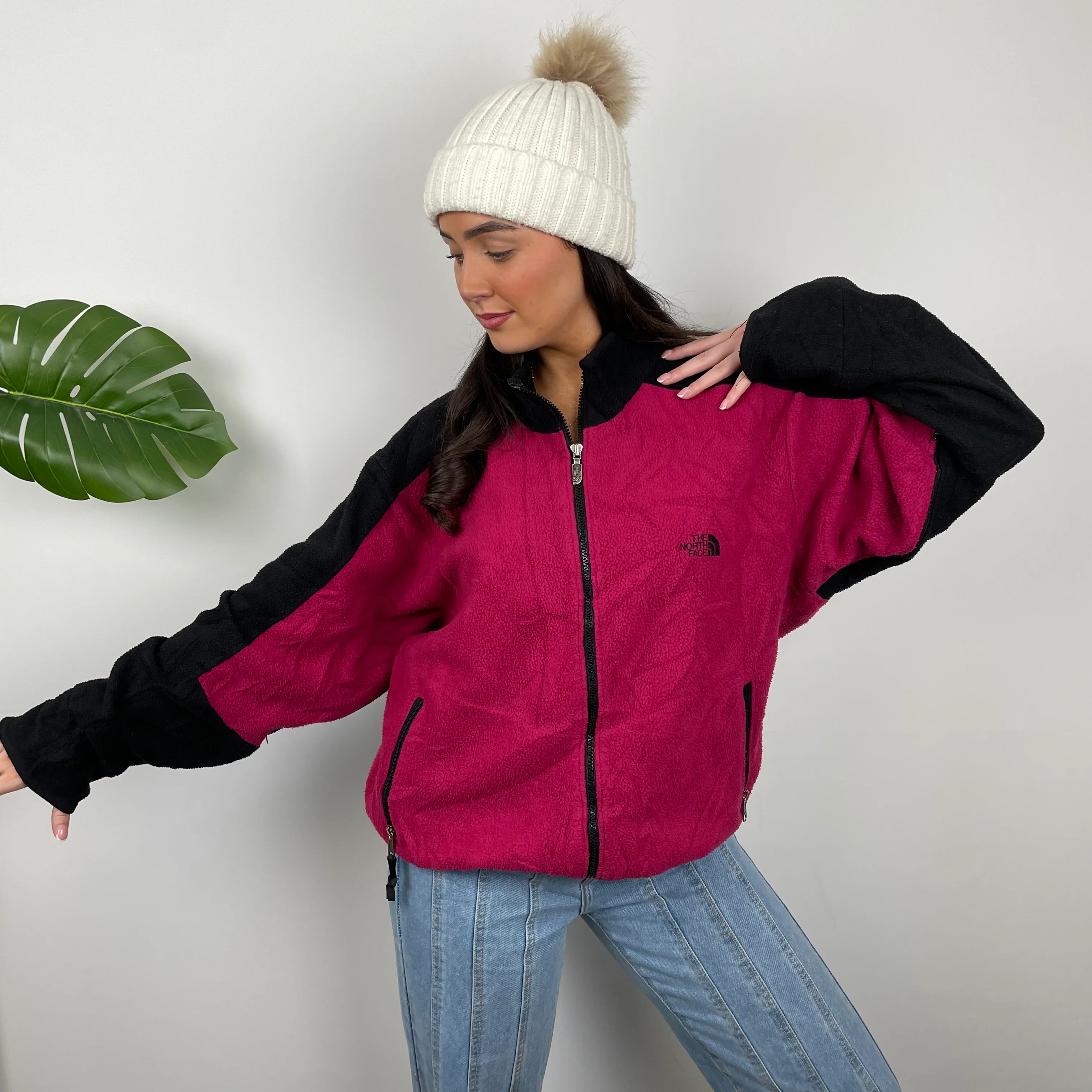 North Face Pink Teddy Bear Fleece Zip Up Jacket (M) - Image 8
