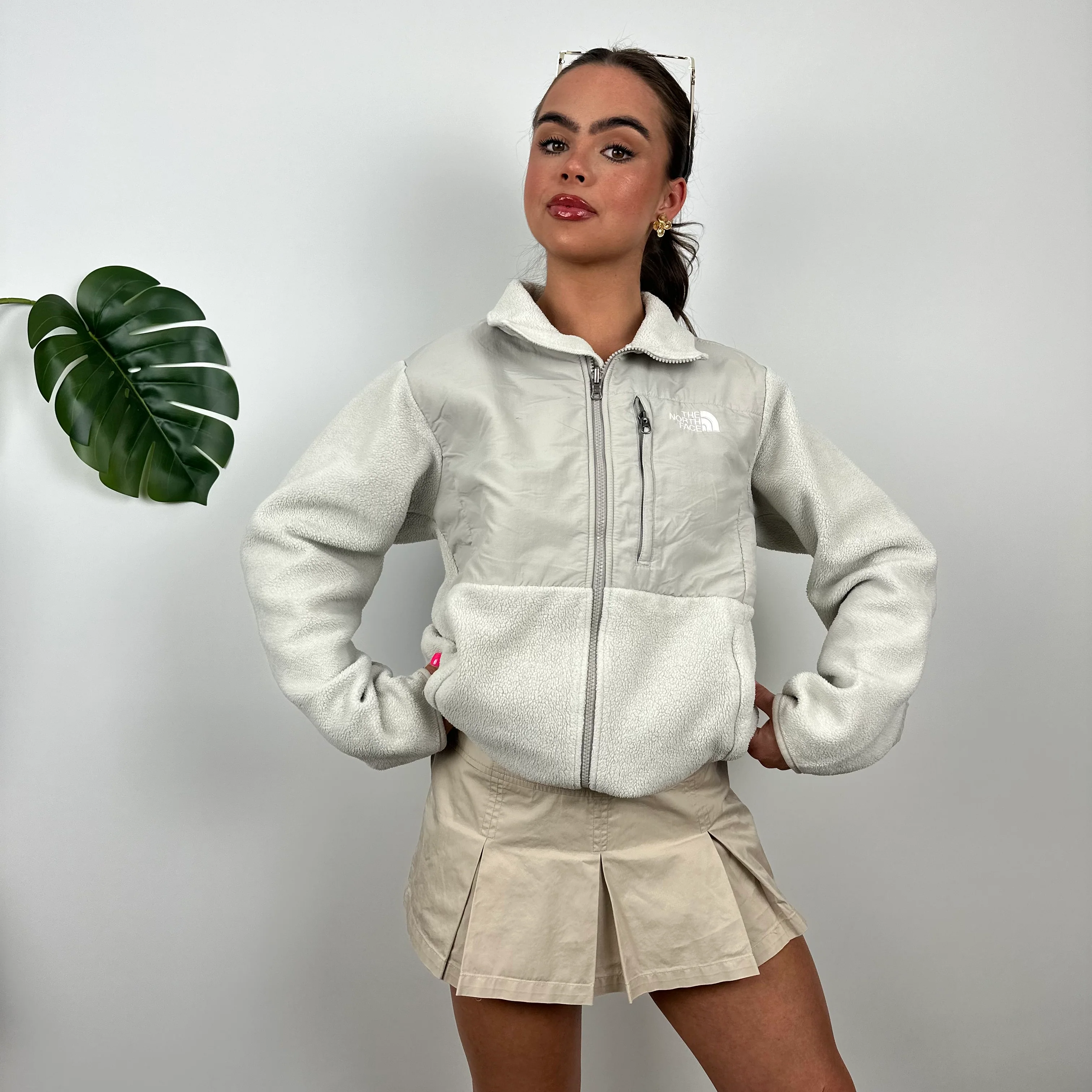 North Face White Denali Teddy Bear Fleece Zip Up Jacket (M) - Image 2