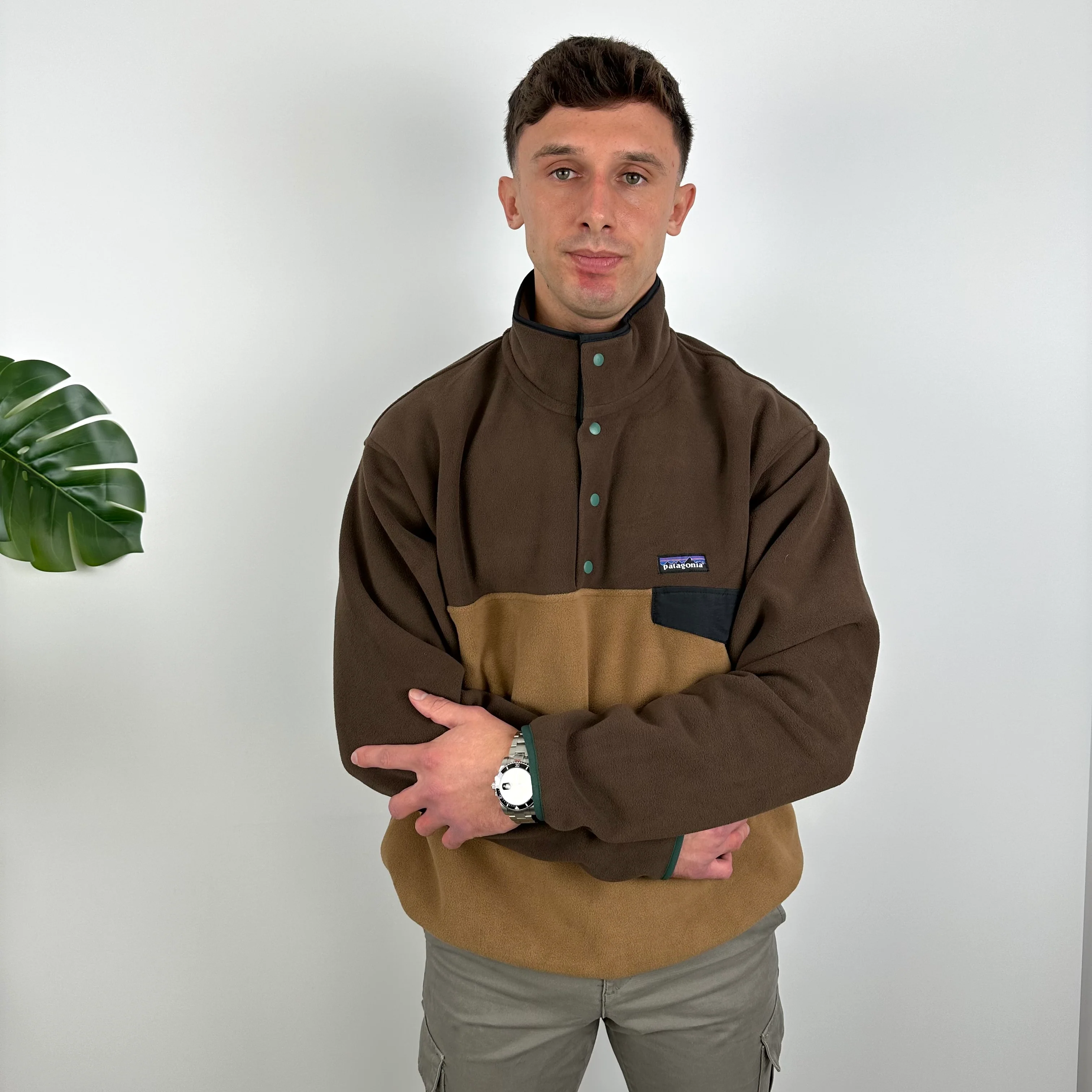Patagonia Brown Embroidered Spell Out Teddy Bear Fleece Sweatshirt (L) - Image 5