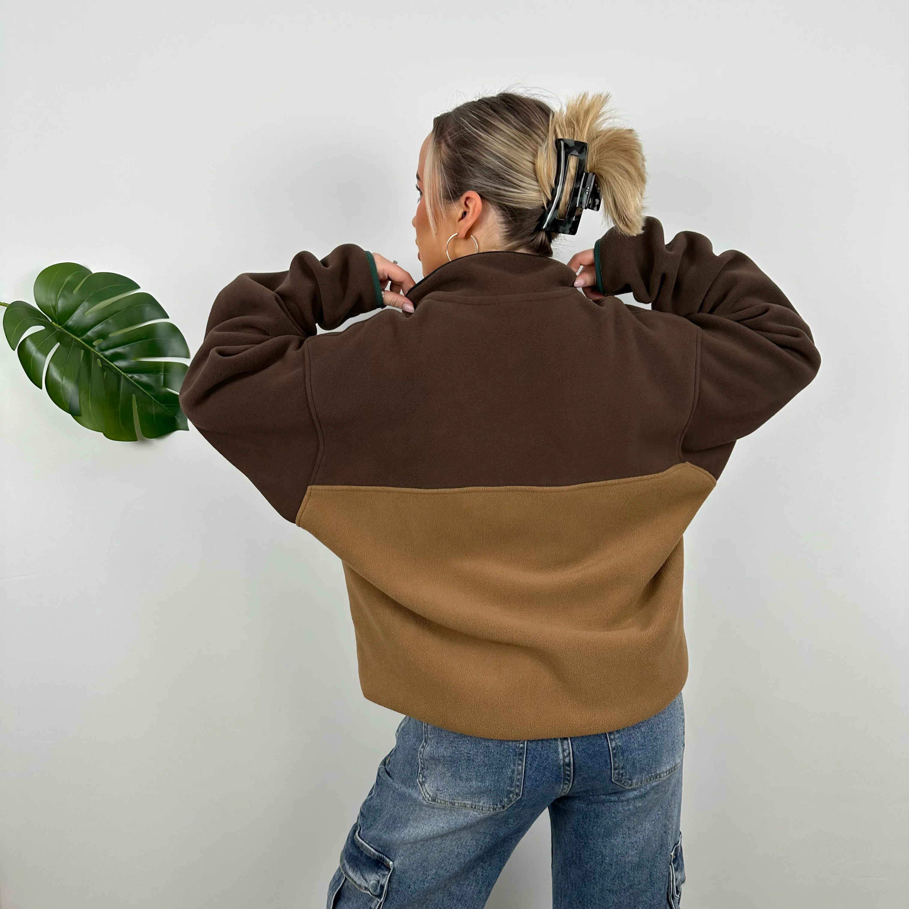 Patagonia Brown Embroidered Spell Out Teddy Bear Fleece Sweatshirt (L) - Image 6
