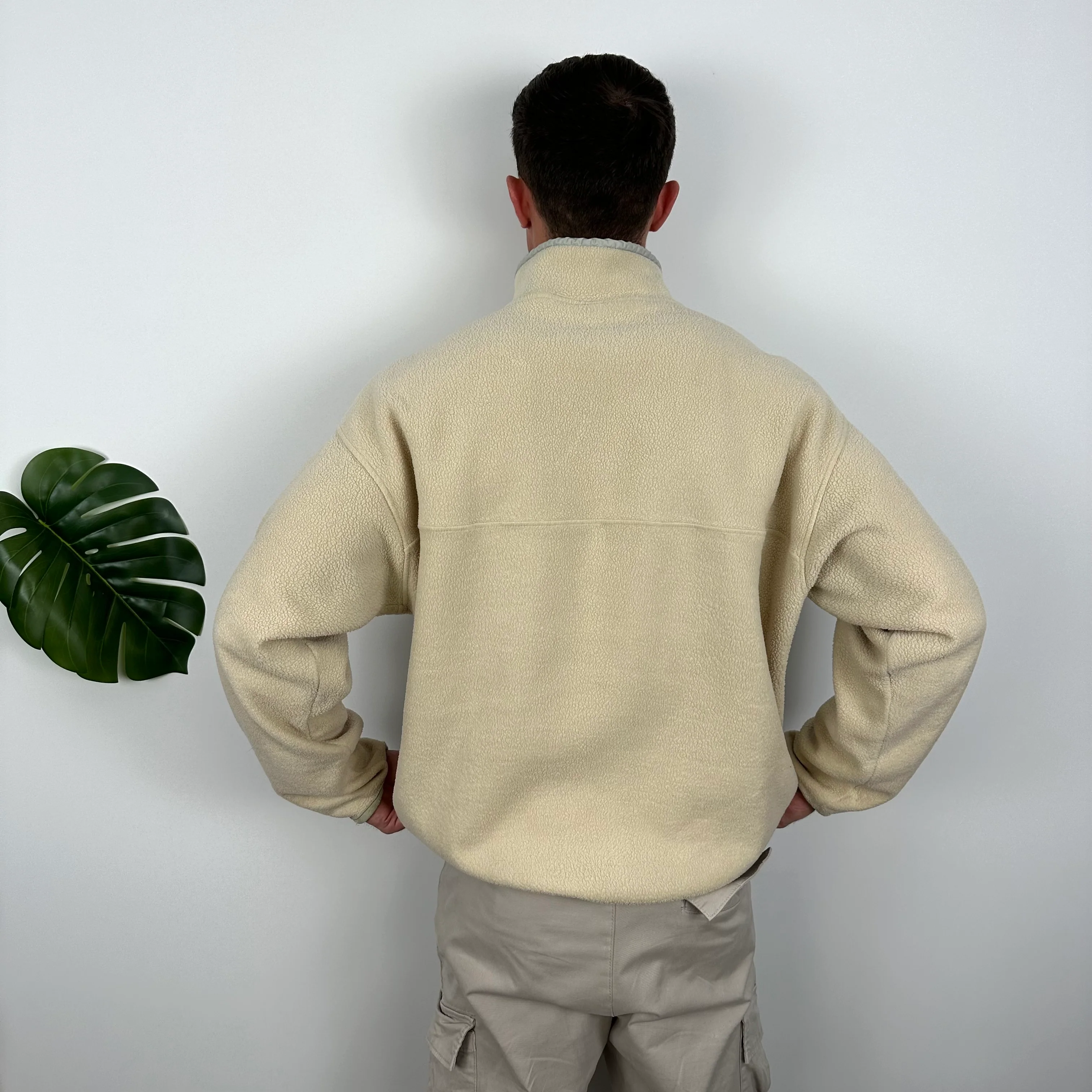 Patagonia Cream Embroidered Spell Out Teddy Bear Fleece Sweatshirt (L) - Image 6