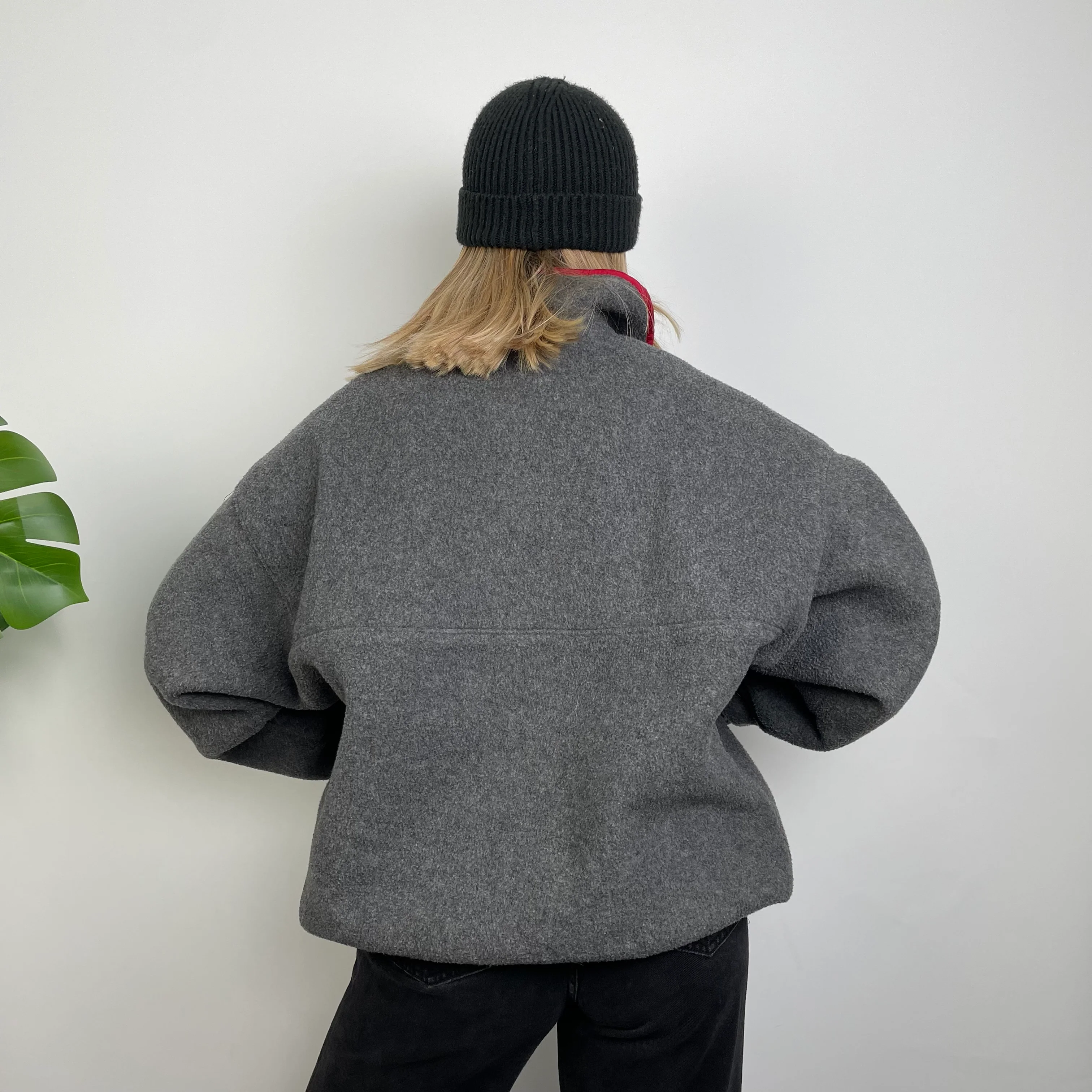 Patagonia Grey Embroidered Spell Out Teddy Bear Fleece Sweatshirt (L) - Image 6