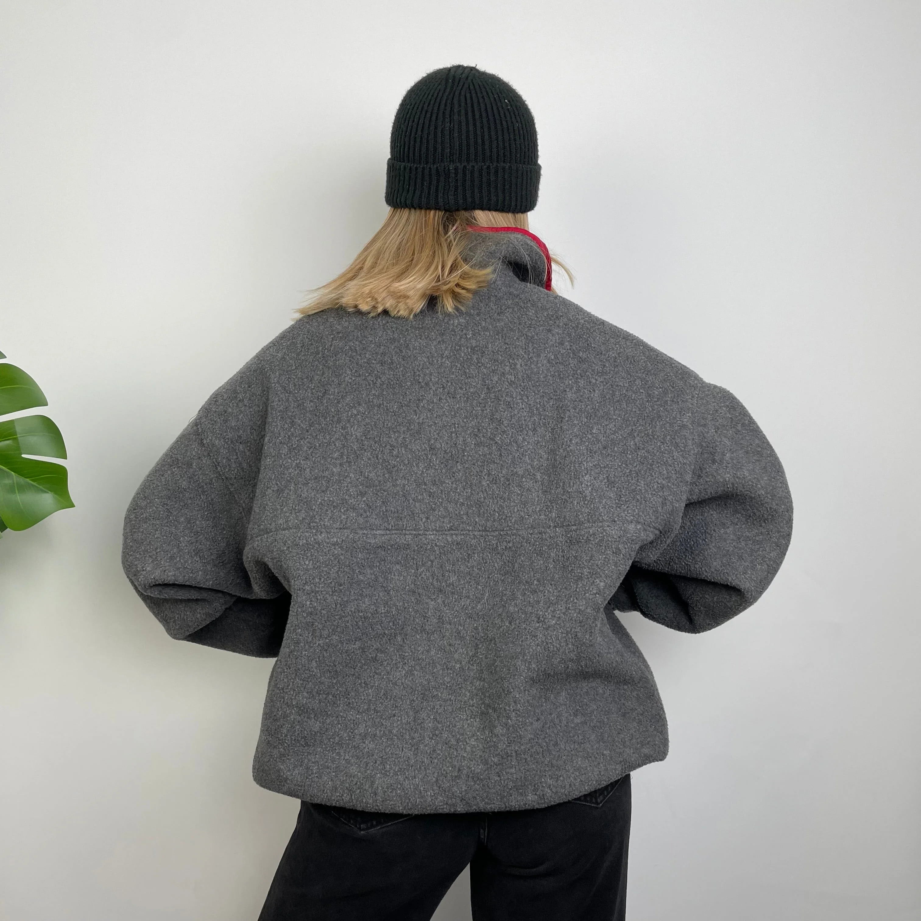 Patagonia Grey Embroidered Spell Out Teddy Bear Fleece Sweatshirt (L) - Image 3