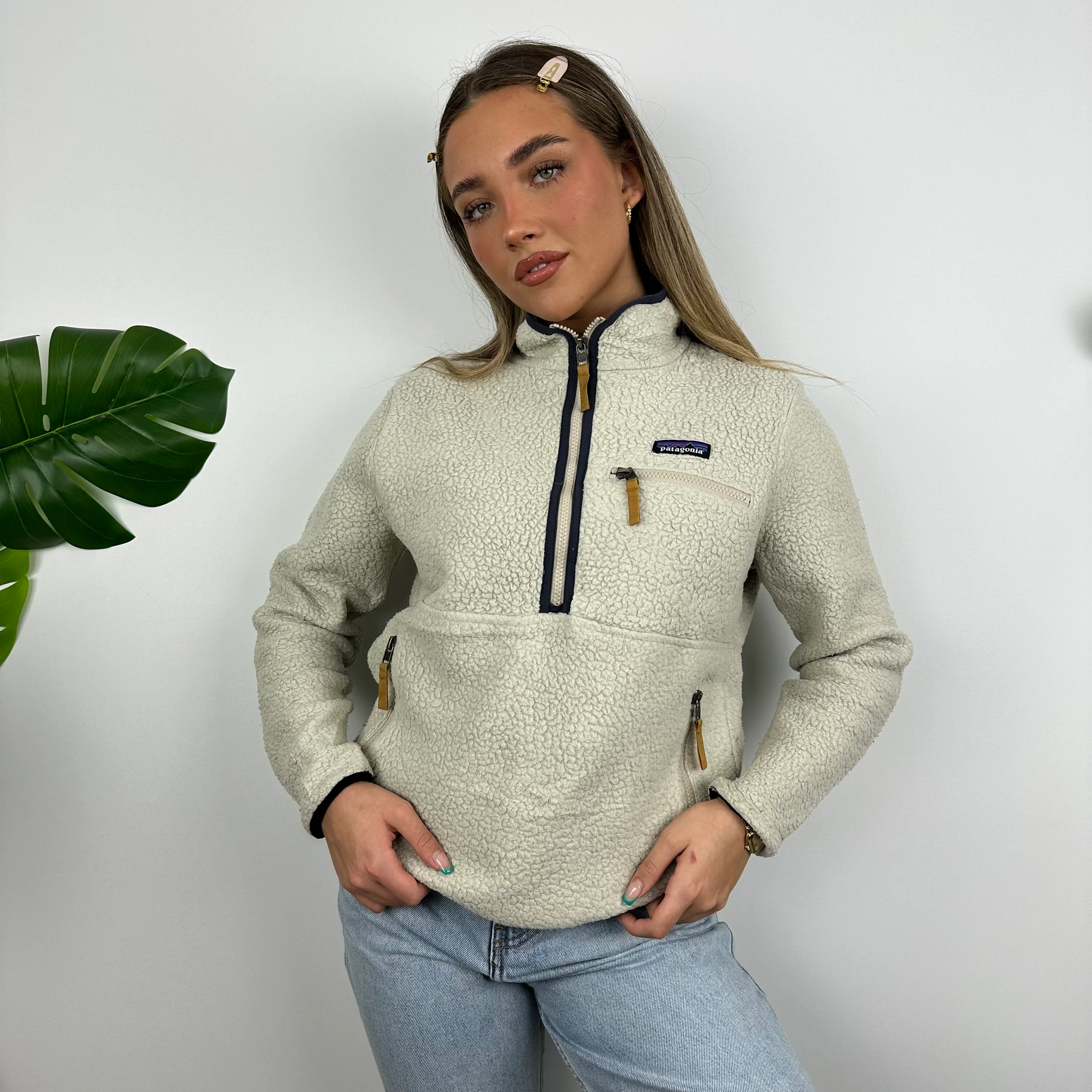 Patagonia RARE Cream Teddy Bear Fleece Sherpa Half Zip (S) - Image 3