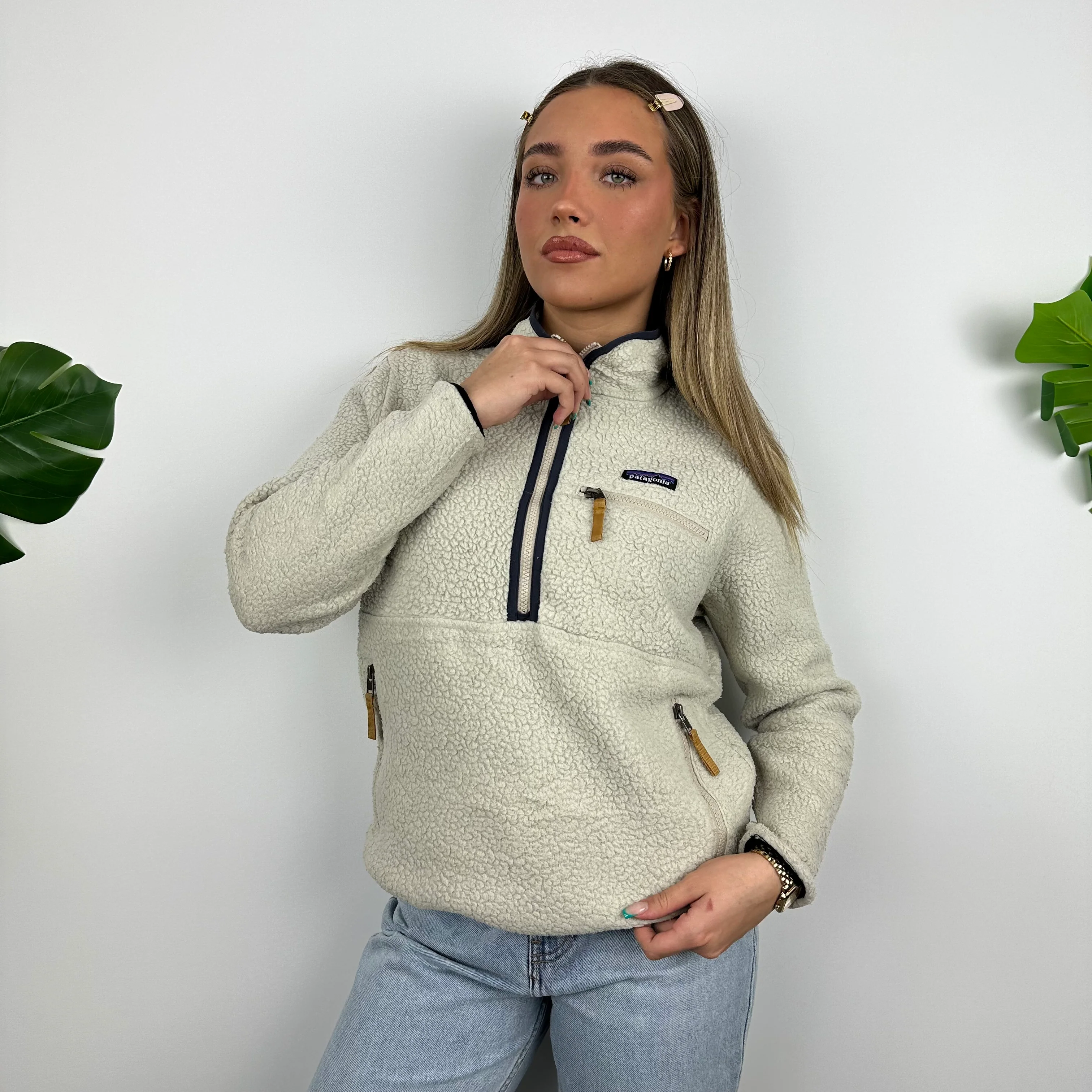 Patagonia RARE Cream Teddy Bear Fleece Sherpa Half Zip (S) - Image 6