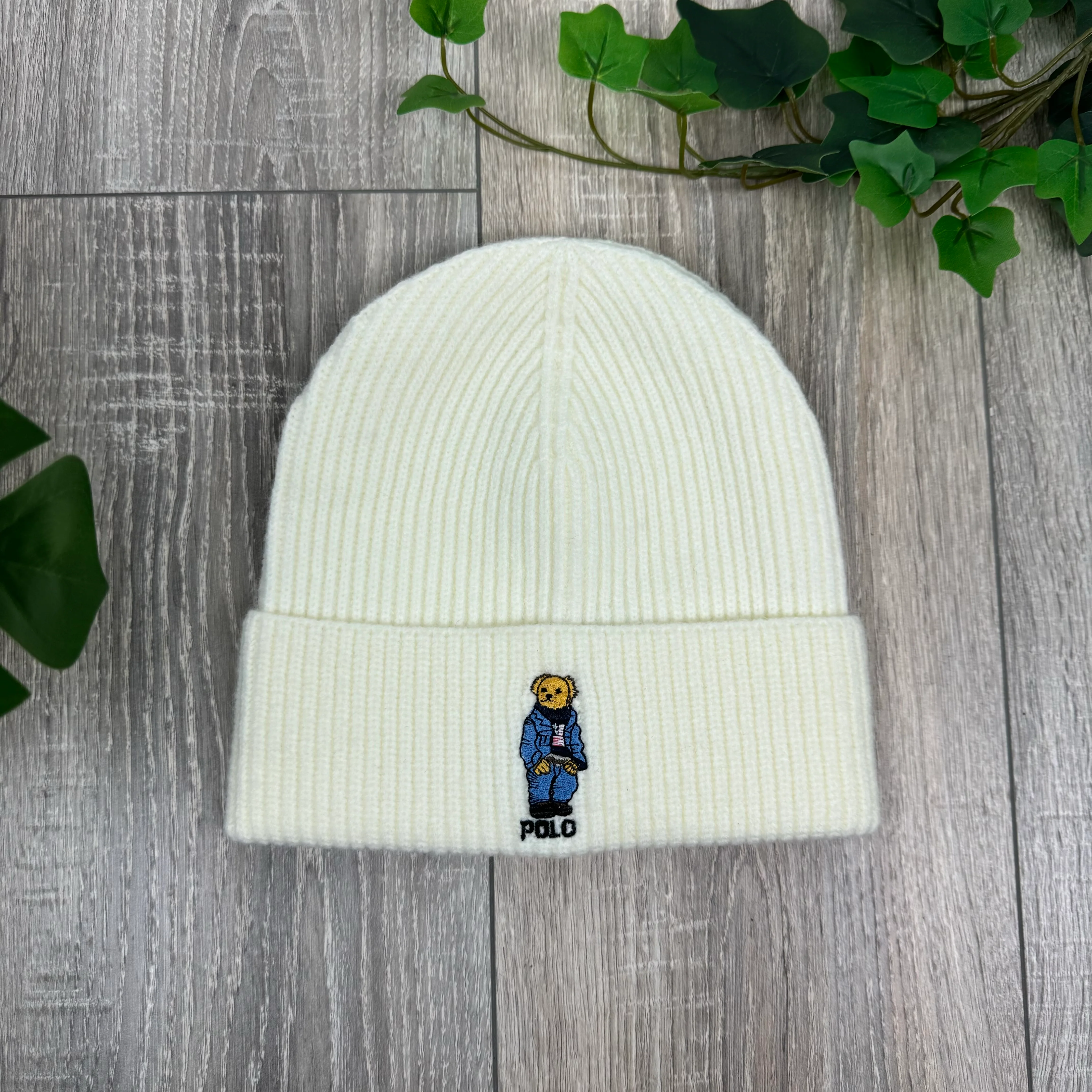 Polo Ralph Lauren Bear Beanie in Cream
