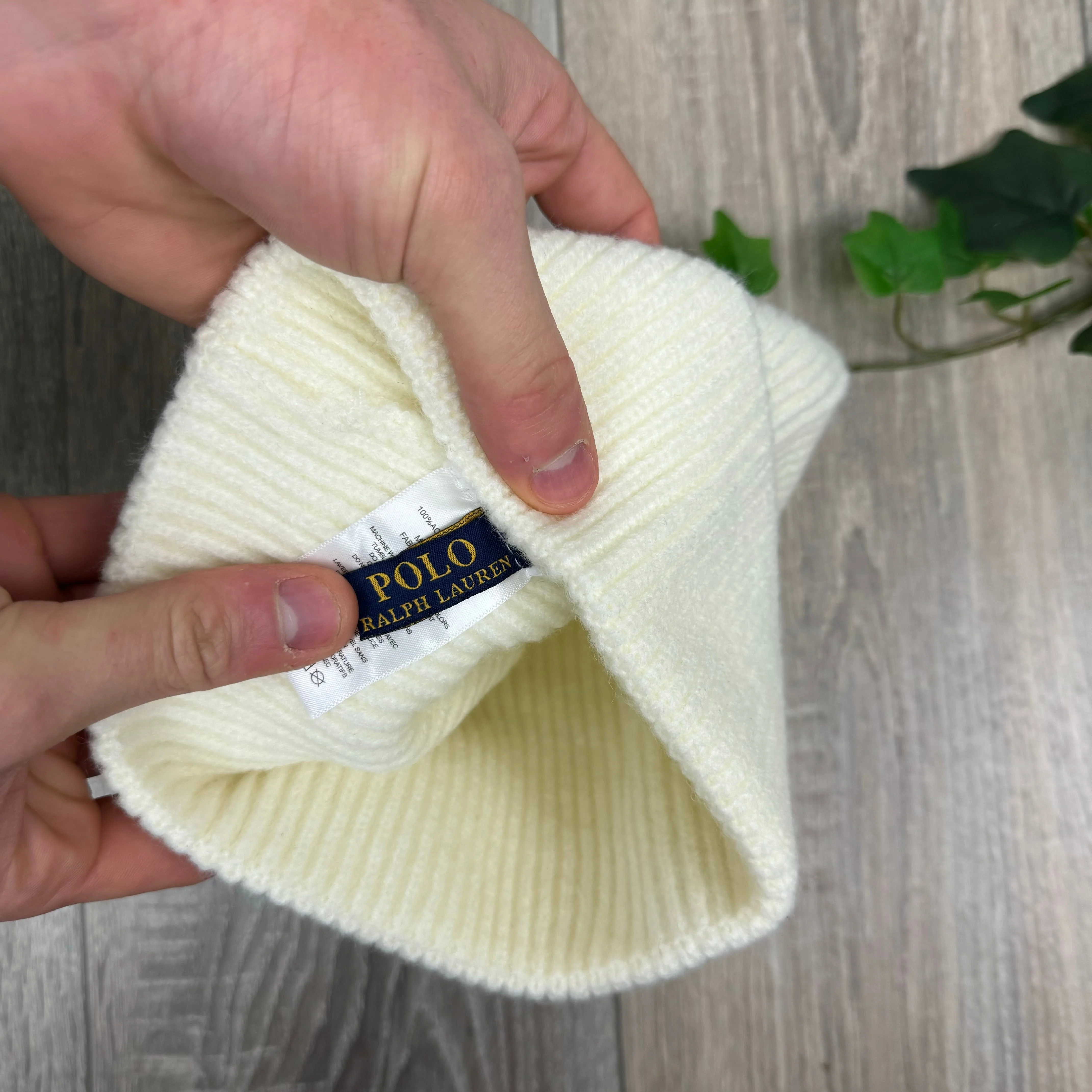 Polo Ralph Lauren Bear Beanie in Cream - Image 5