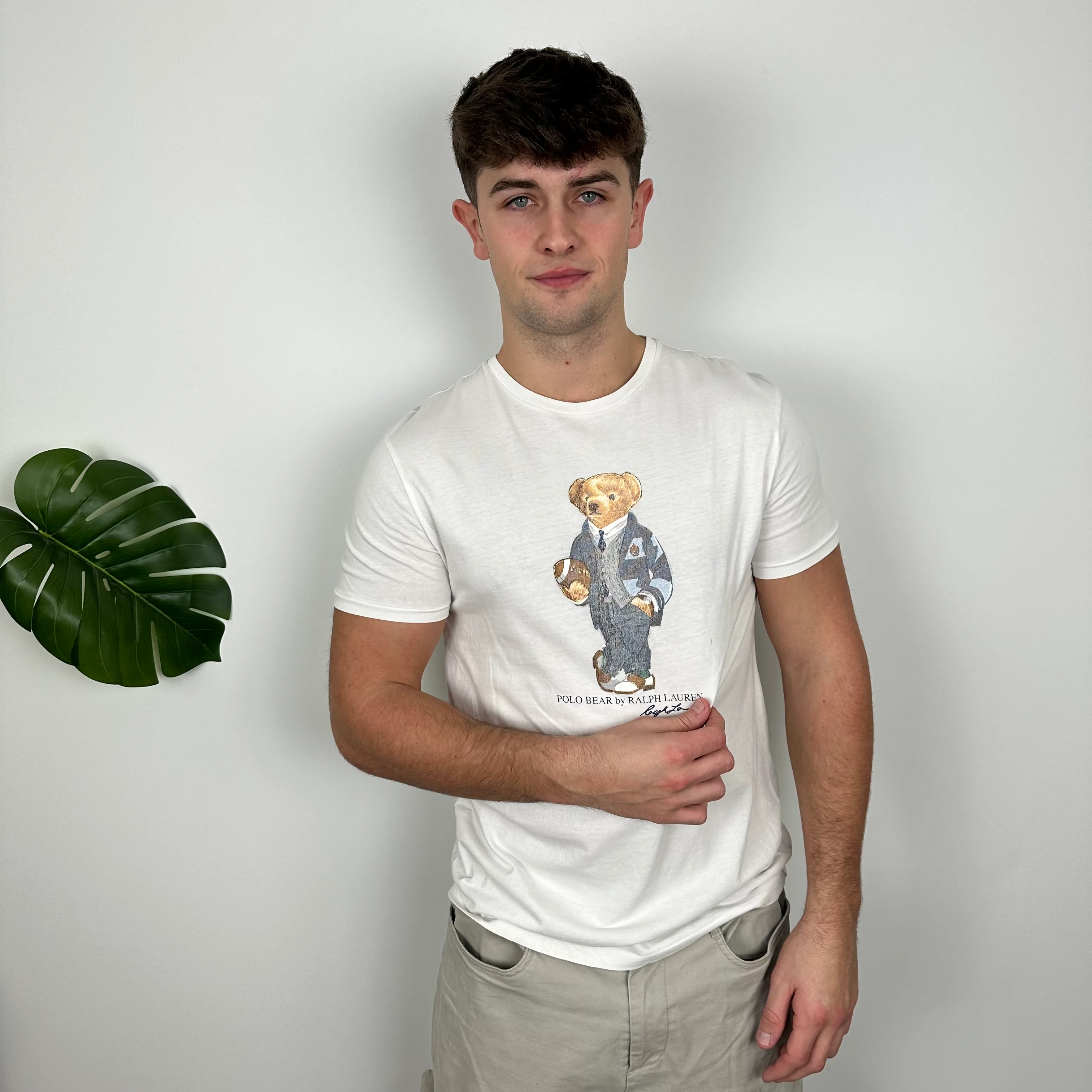 Polo Ralph Lauren Bear White Spell Out T Shirt (M) - Image 5