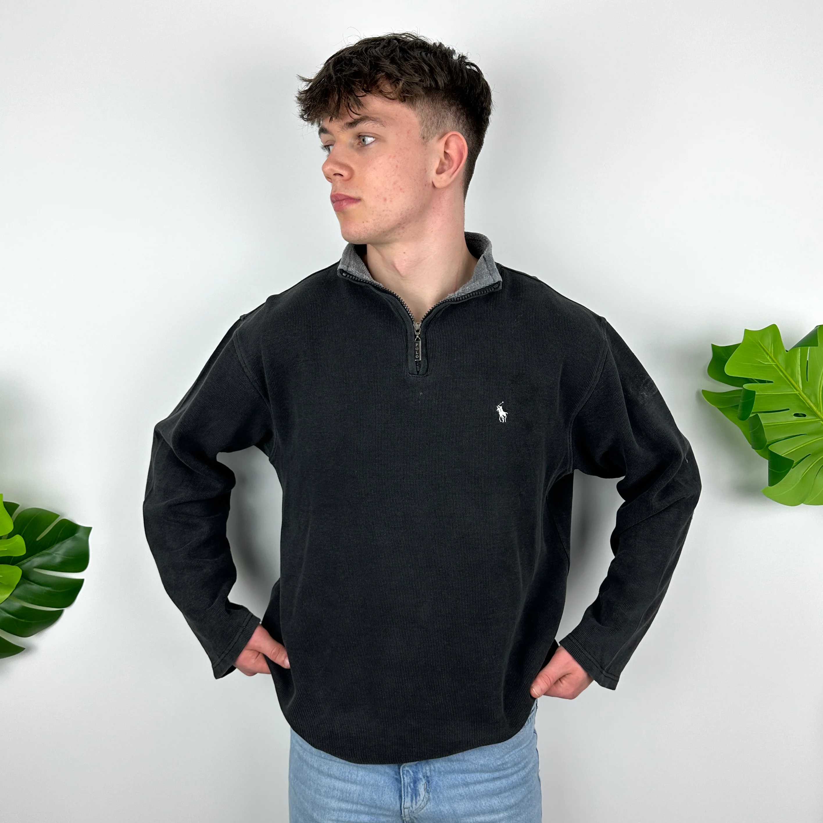 Polo Ralph Lauren Black Embroidered Logo Quarter Zip Sweatshirt (L) - Image 5
