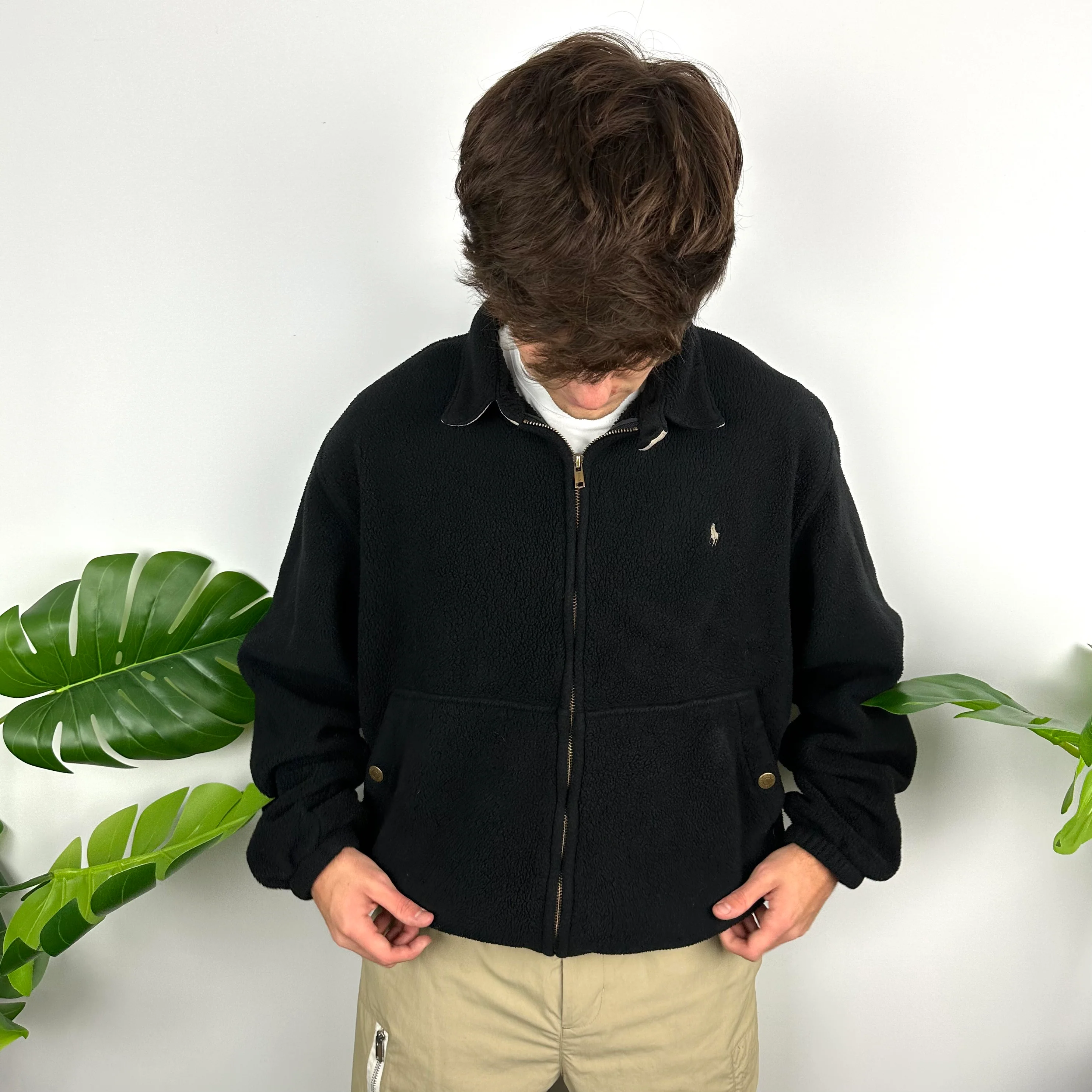 Polo Ralph Lauren Black Embroidered Spell Out Teddy Bear Fleece Jacket (M) - Image 2