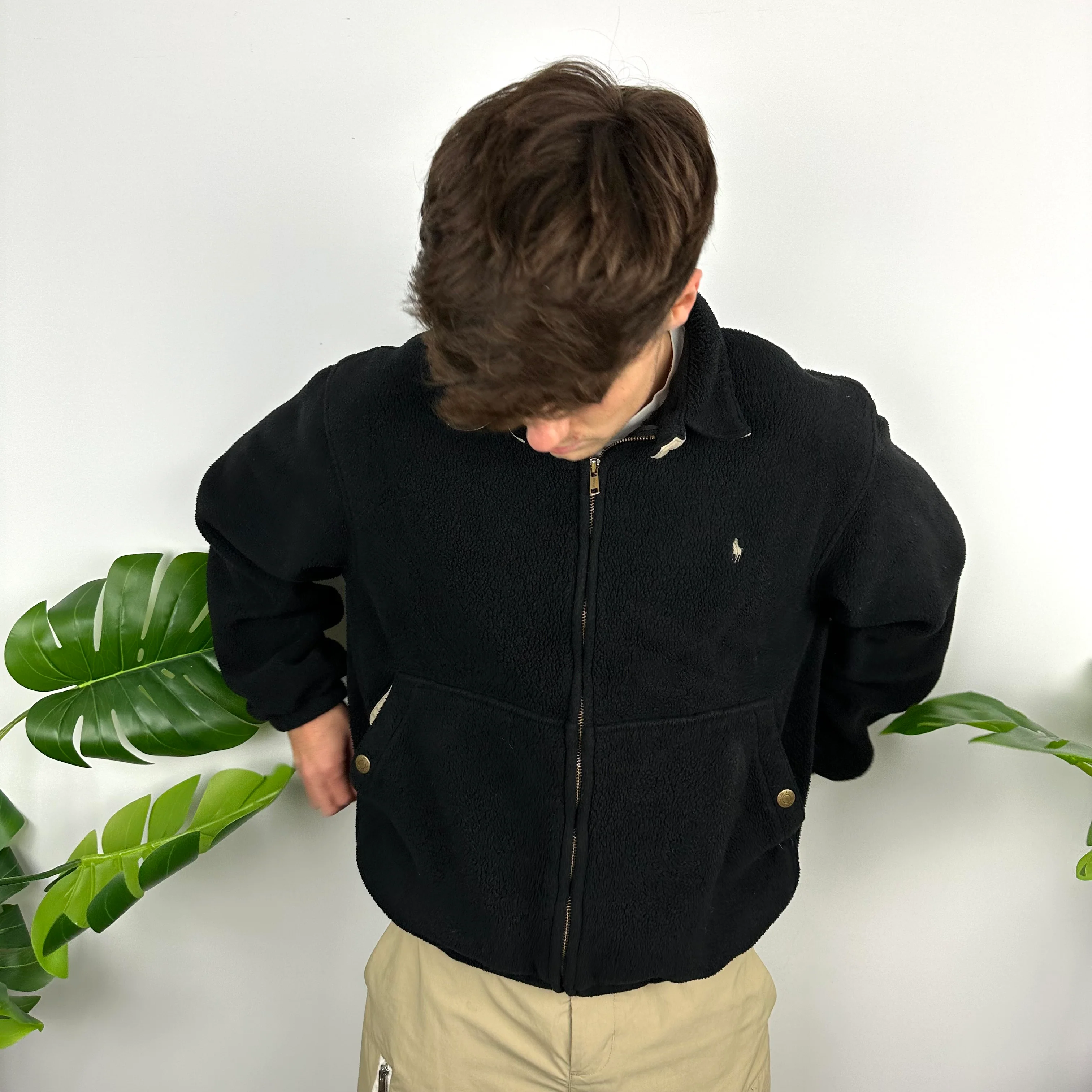Polo Ralph Lauren Black Embroidered Spell Out Teddy Bear Fleece Jacket (M) - Image 5