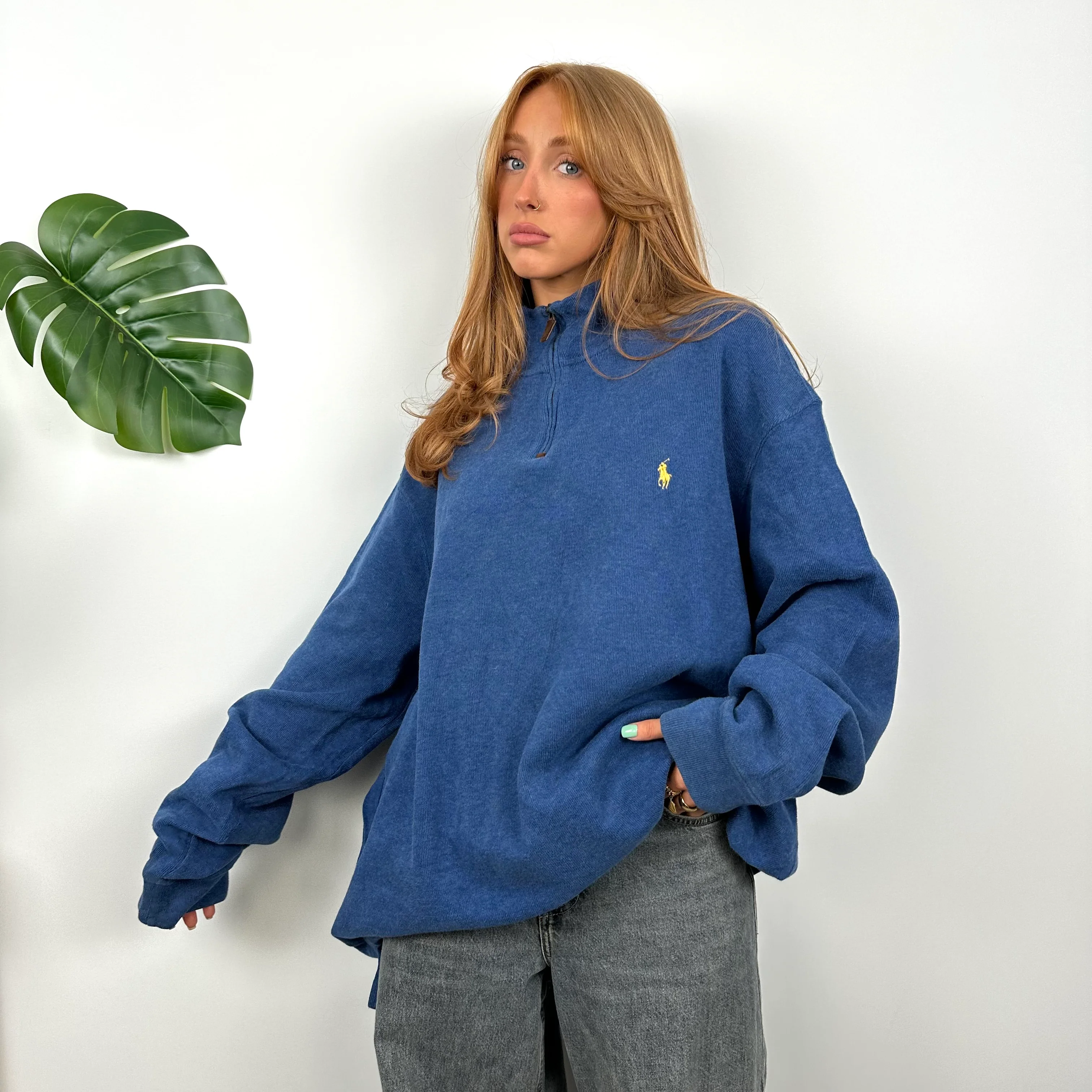 Polo Ralph Lauren Blue Embroidered Logo Quarter Zip Sweatshirt (XXL) - Image 4