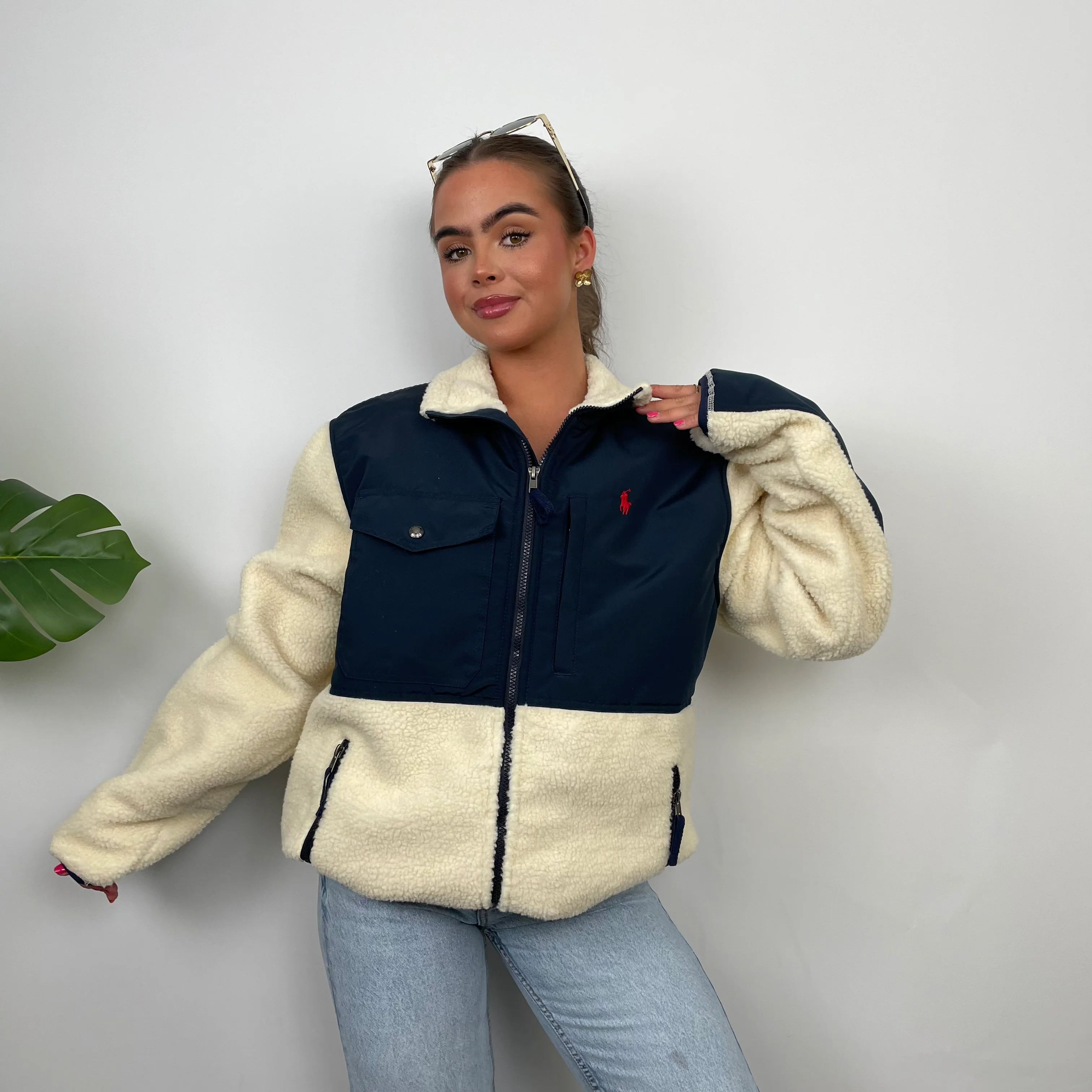 Polo Ralph Lauren Cream Embroidered Logo Teddy Bear Fleece Jacket (L) - Image 6
