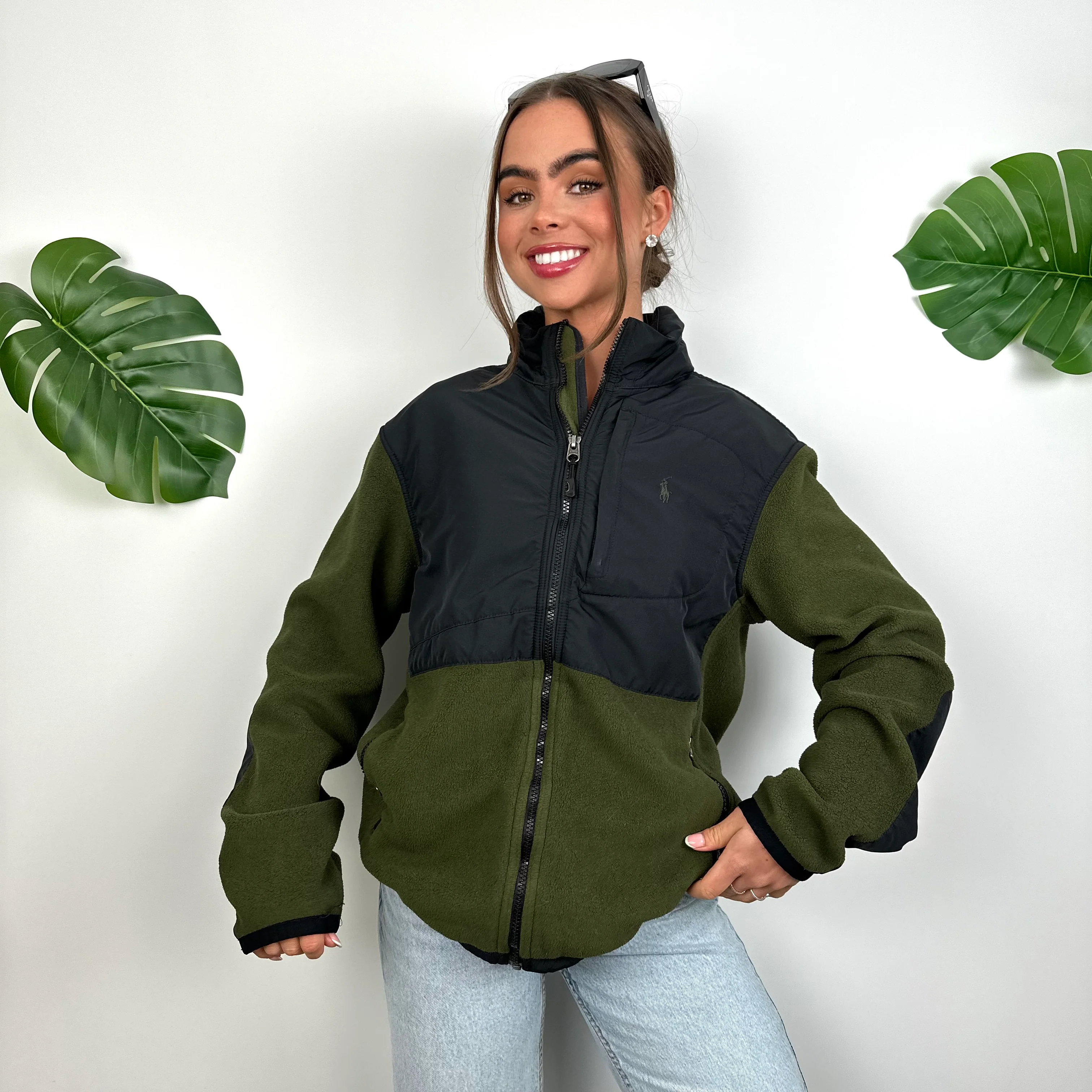 Polo Ralph Lauren Green Embroidered Logo Denali Teddy Bear Fleece Zip Up Jacket (M) - Image 2