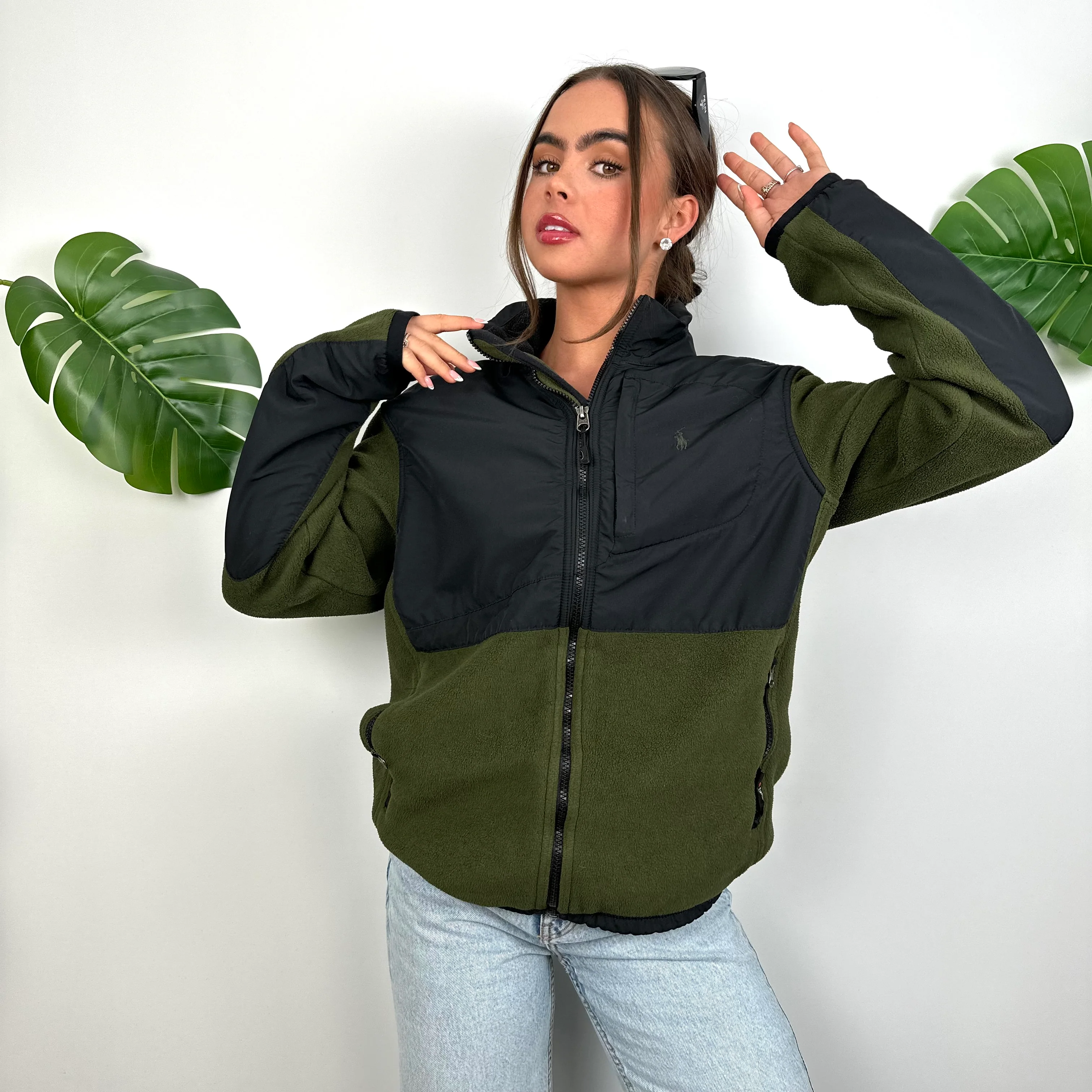 Polo Ralph Lauren Green Embroidered Logo Denali Teddy Bear Fleece Zip Up Jacket (M) - Image 3
