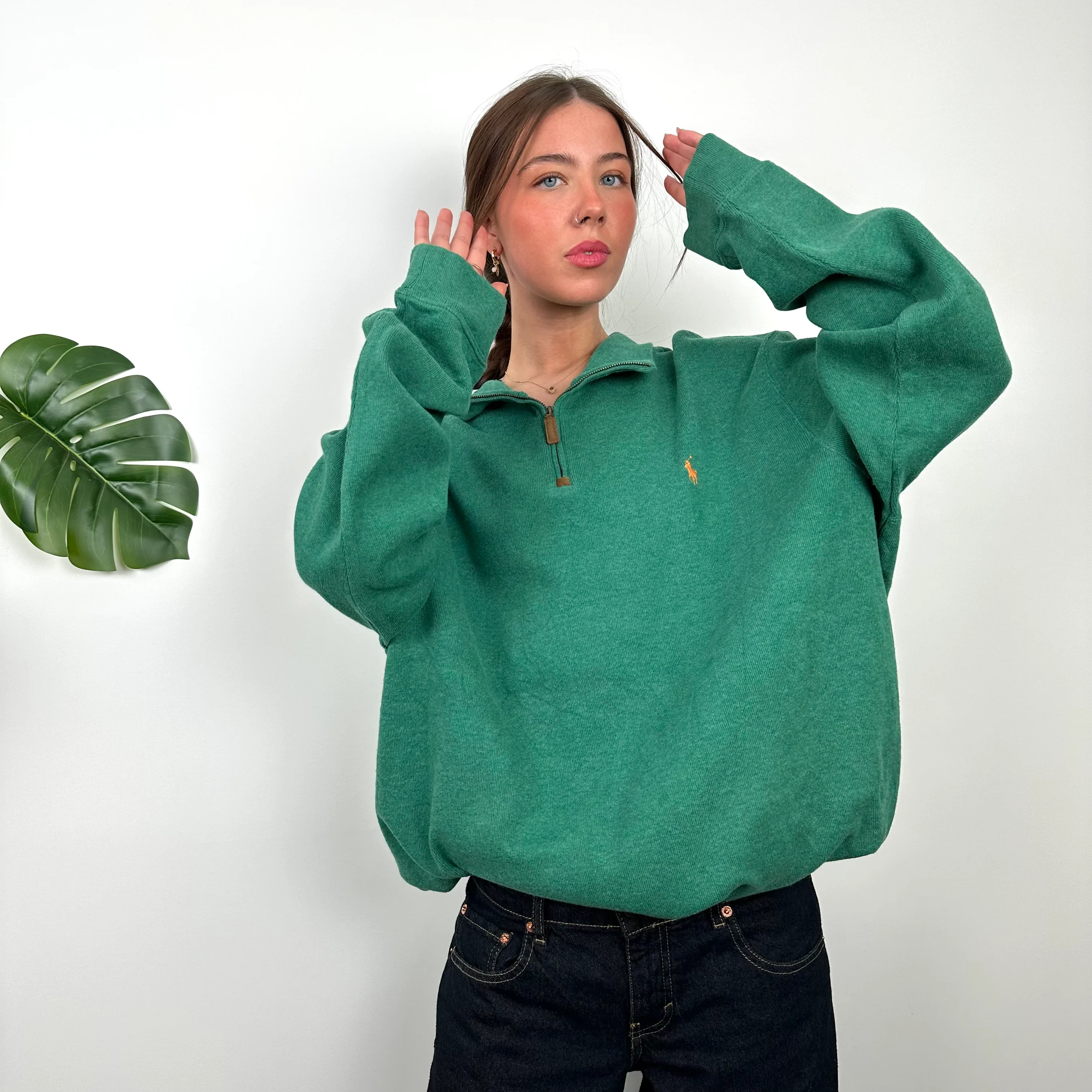 Polo Ralph Lauren Green Embroidered Logo Quarter Zip Sweatshirt (XXL) - Image 6