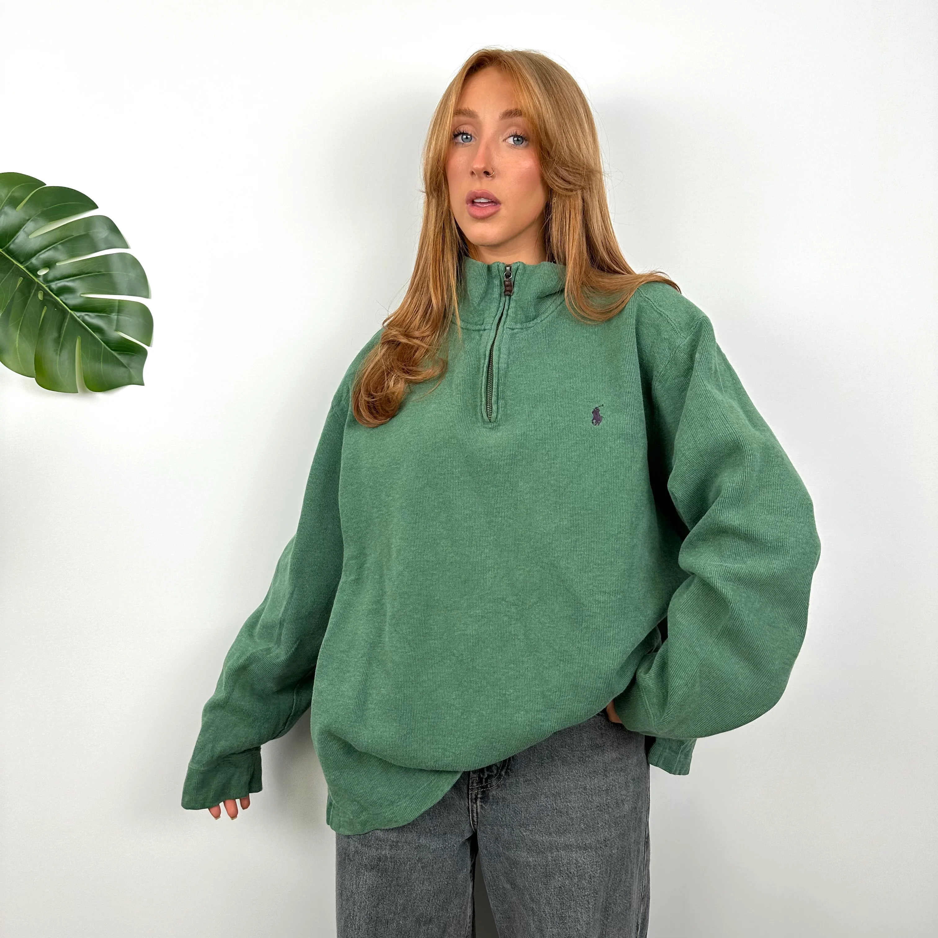 Polo Ralph Lauren Green Embroidered Logo Quarter Zip Sweatshirt (XL) - Image 3