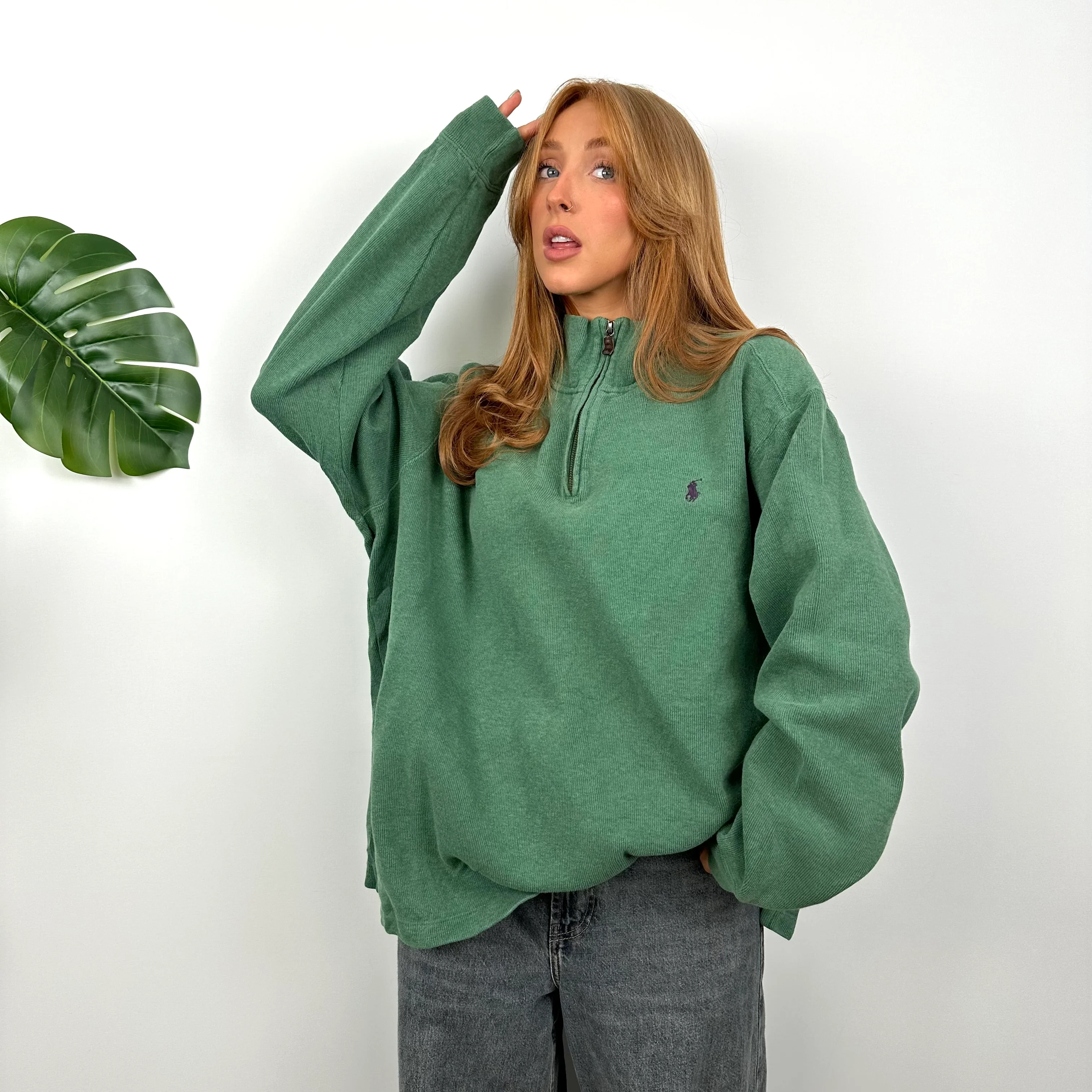Polo Ralph Lauren Green Embroidered Logo Quarter Zip Sweatshirt (XL) - Image 5