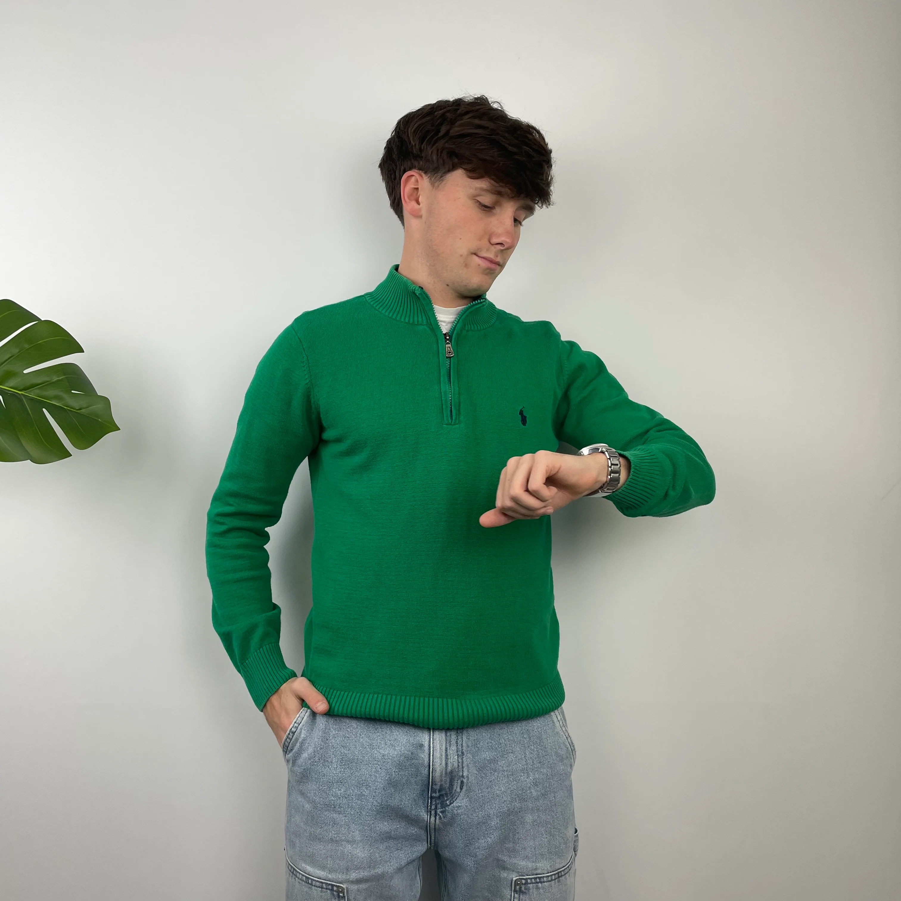 Polo Ralph Lauren Green Embroidered Logo Quarter Zip Sweatshirt (S) - Image 4
