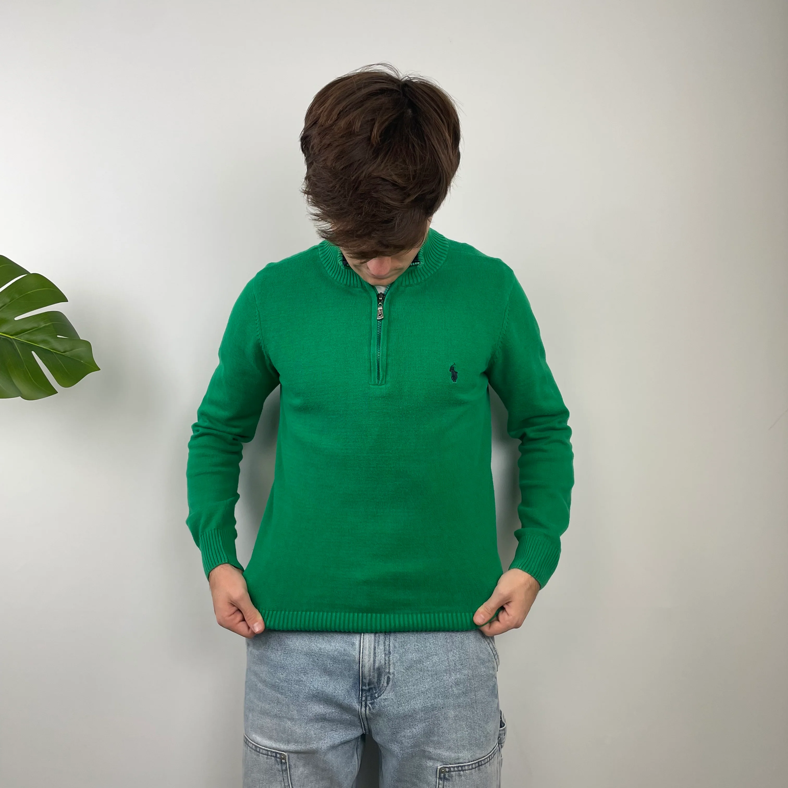 Polo Ralph Lauren Green Embroidered Logo Quarter Zip Sweatshirt (S) - Image 5