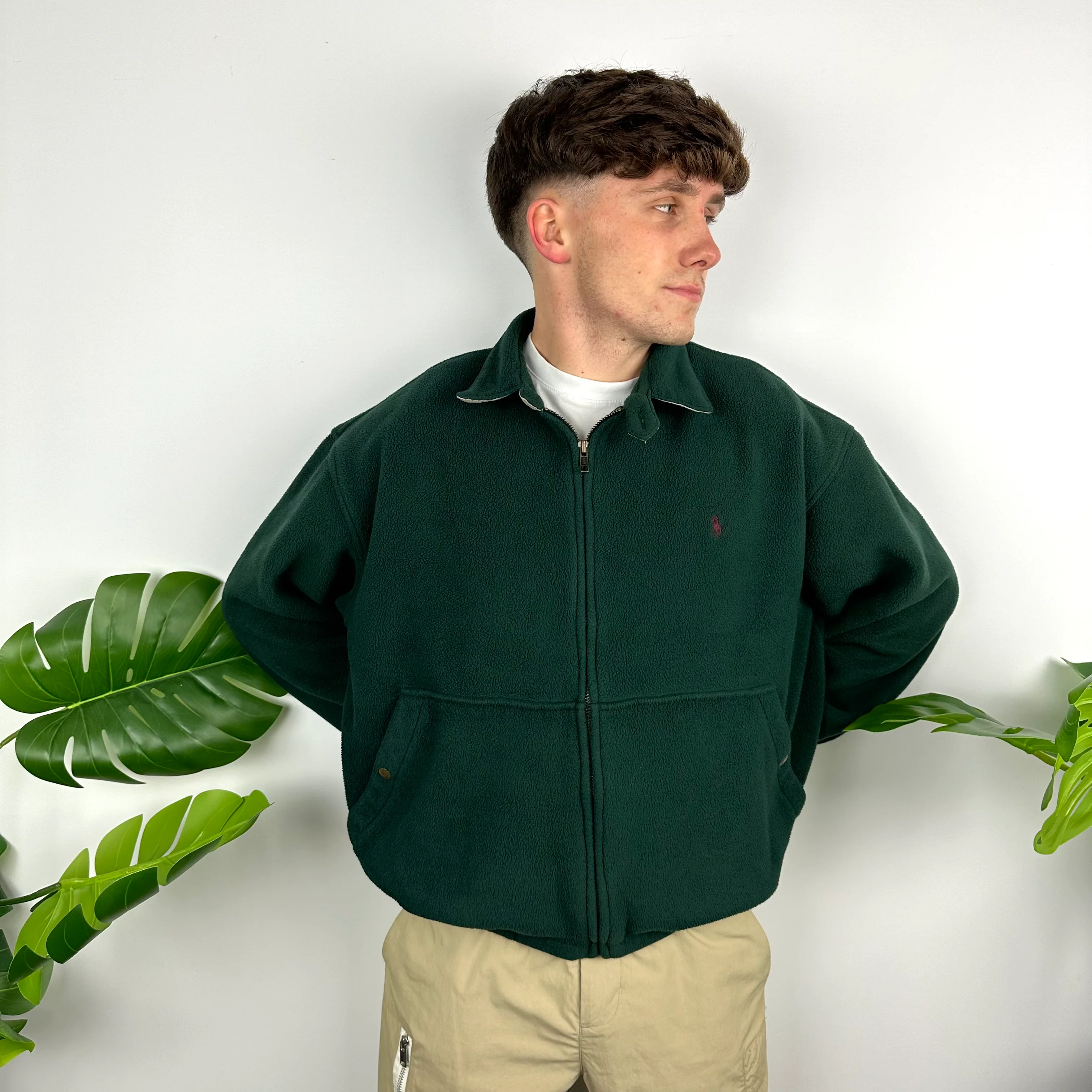 Polo Ralph Lauren Green Embroidered Logo Teddy Bear Fleece Jacket (M) - Image 2