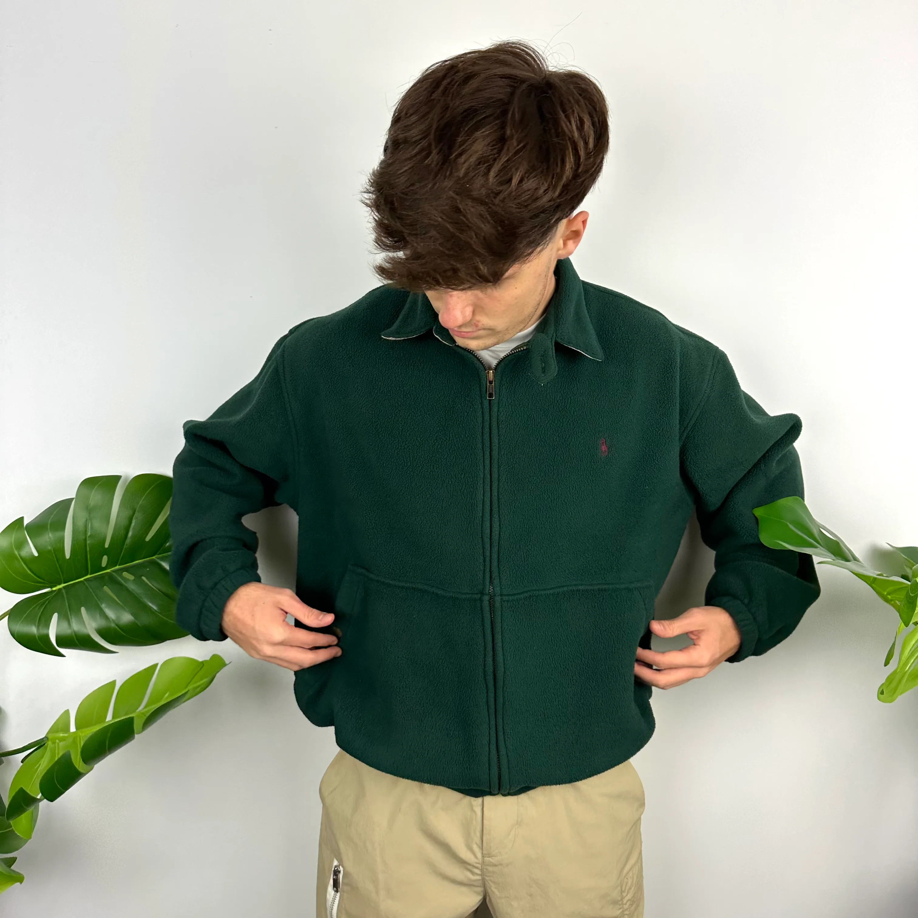 Polo Ralph Lauren Green Embroidered Logo Teddy Bear Fleece Jacket (M) - Image 3