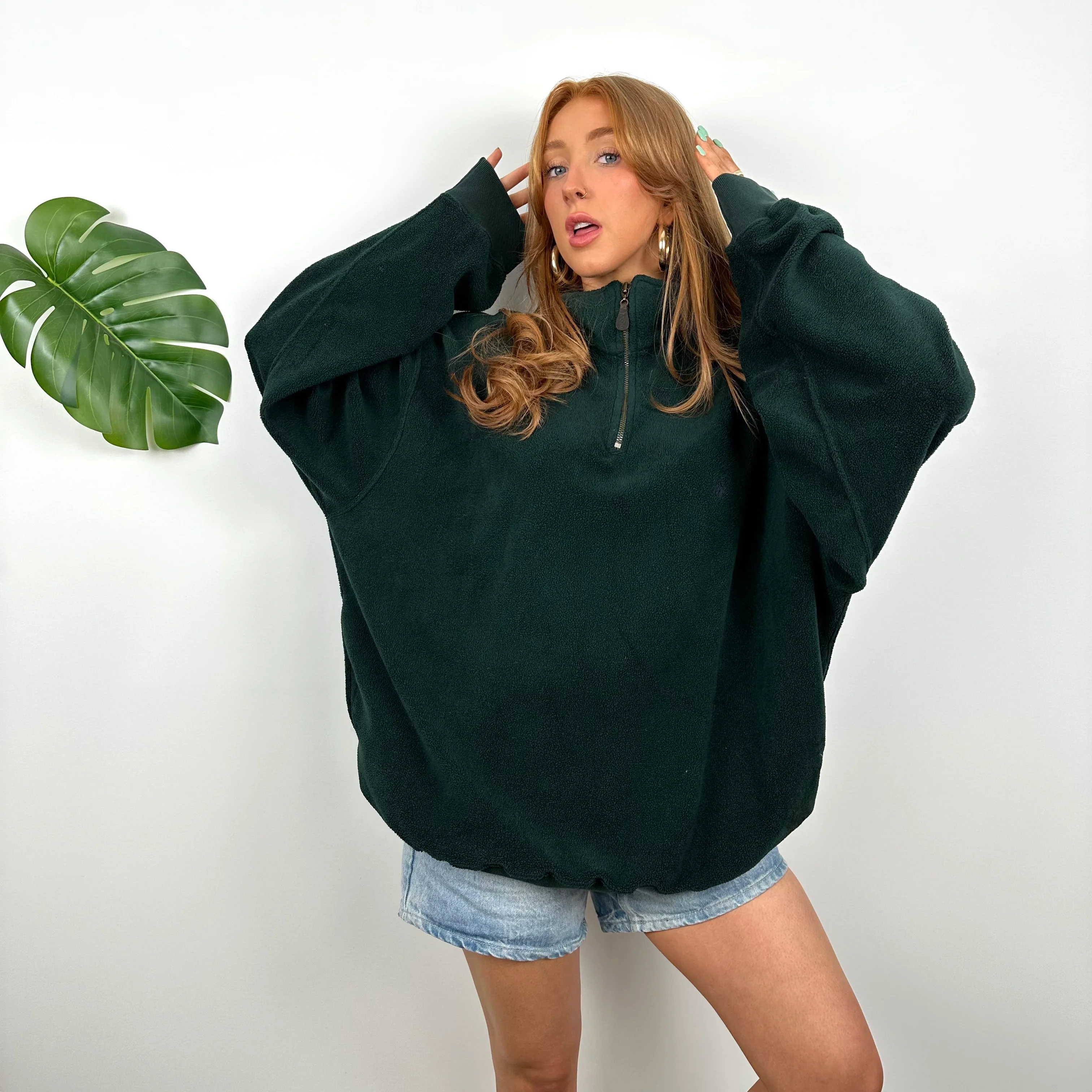 Polo Ralph Lauren Green Teddy Bear Fleece Embroidered Logo Quarter Zip Sweatshirt (XL) - Image 5