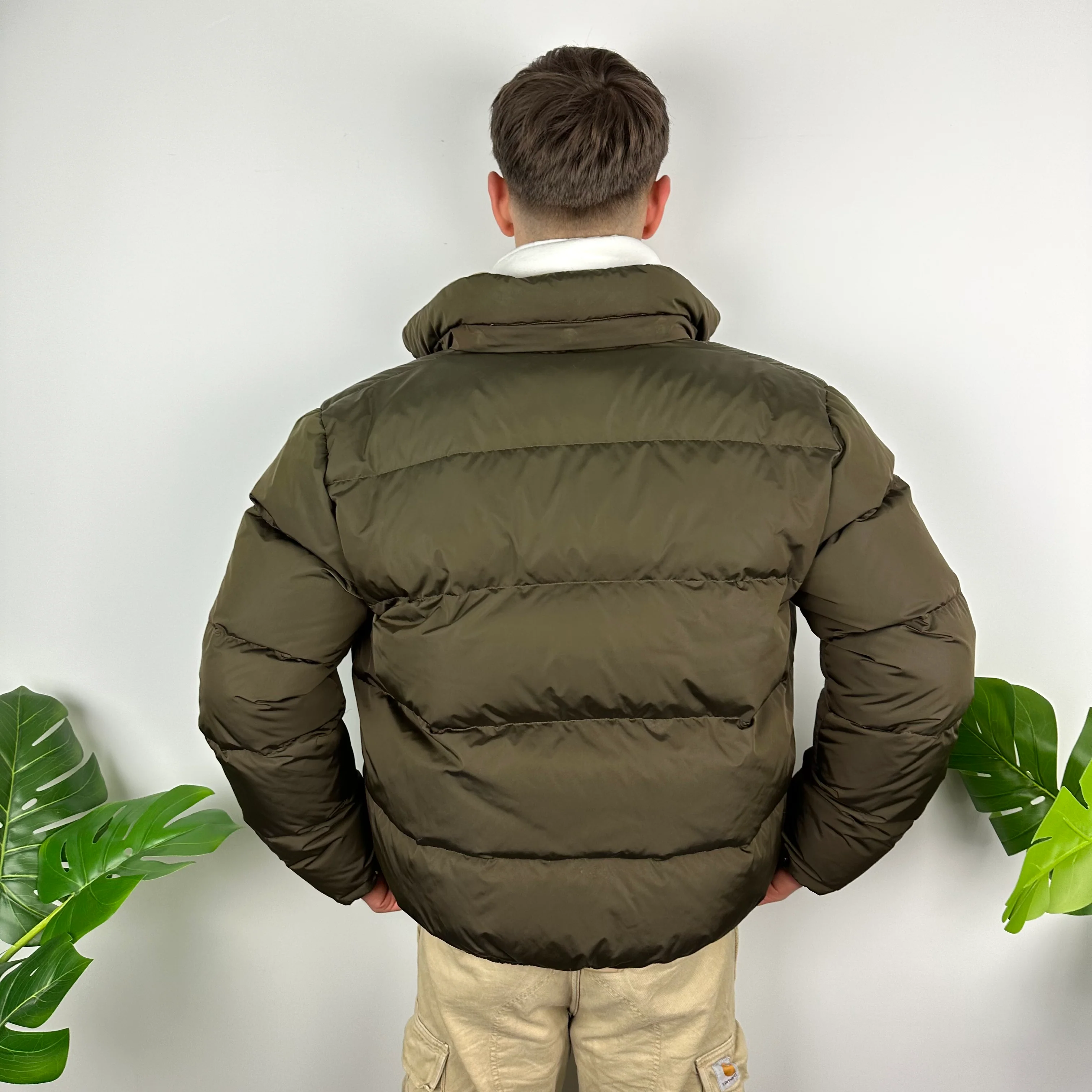 Polo Ralph Lauren Khaki Green Embroidered Logo Puffer Jacket (L) - Image 3